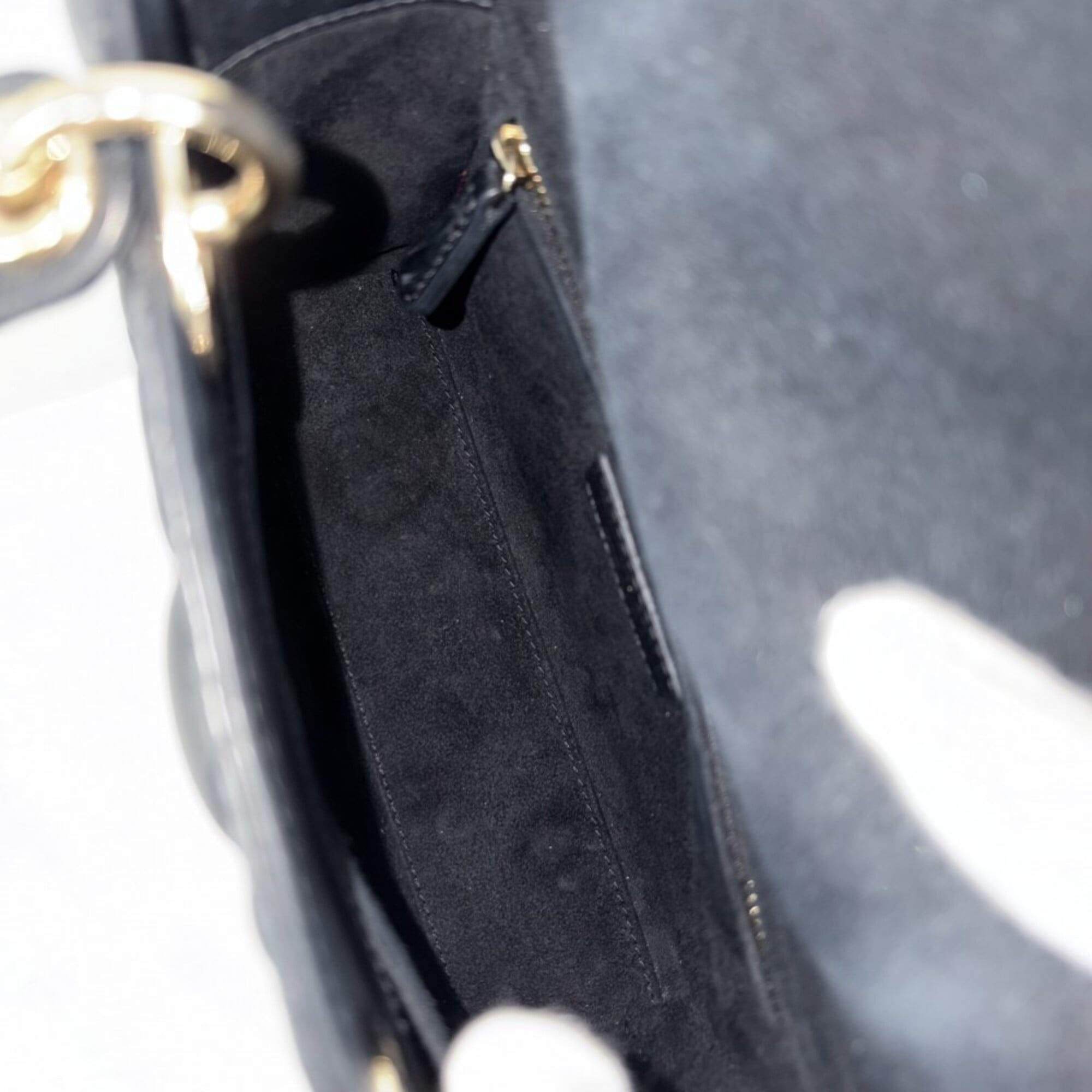 Christian Dior Lady Dior Black Leather Handbag Shoulder Bag (Pre-Owned)