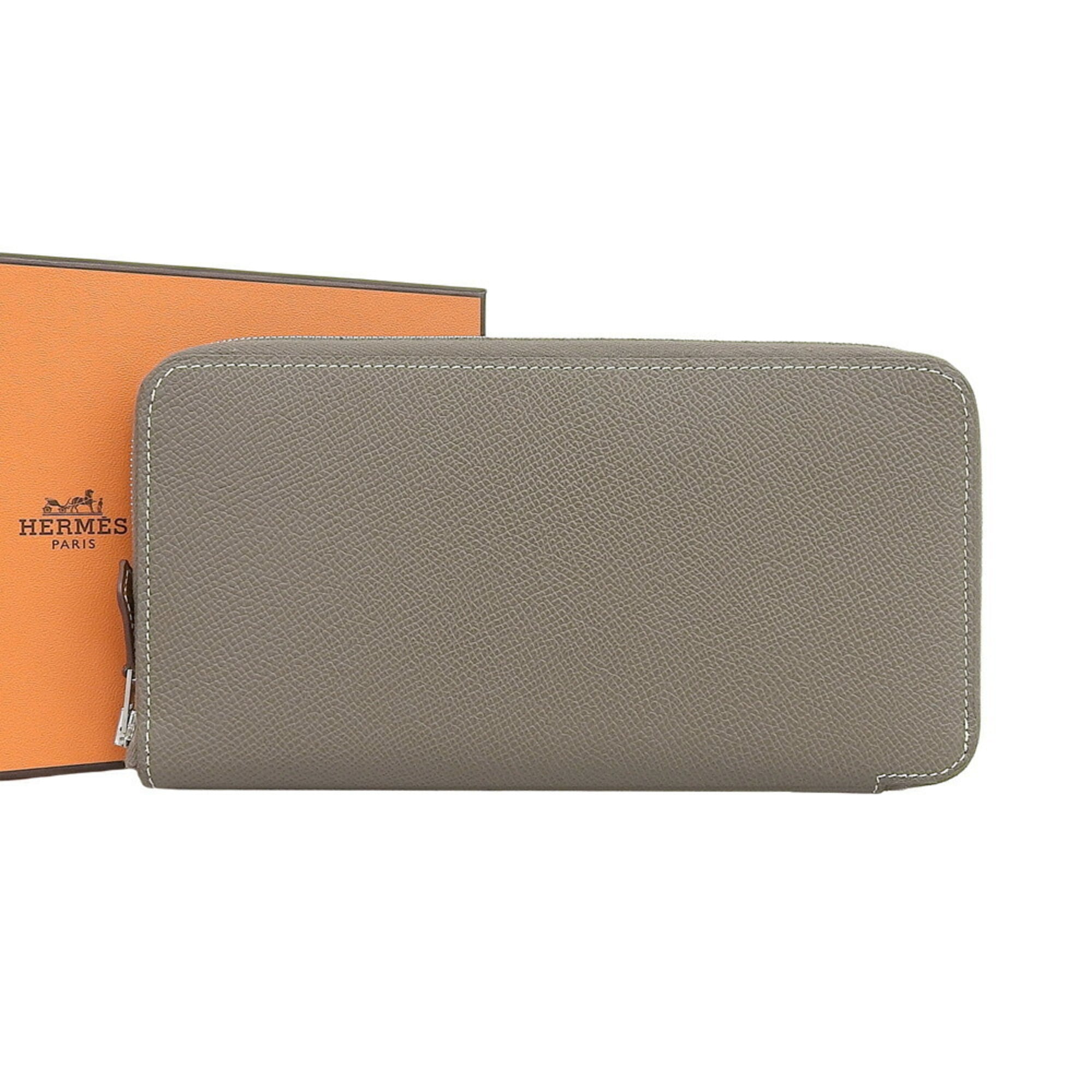 Hermes Etoupe Gray Epsom Leather Long Wallet (Bi-Fold) (Pre-Owned)