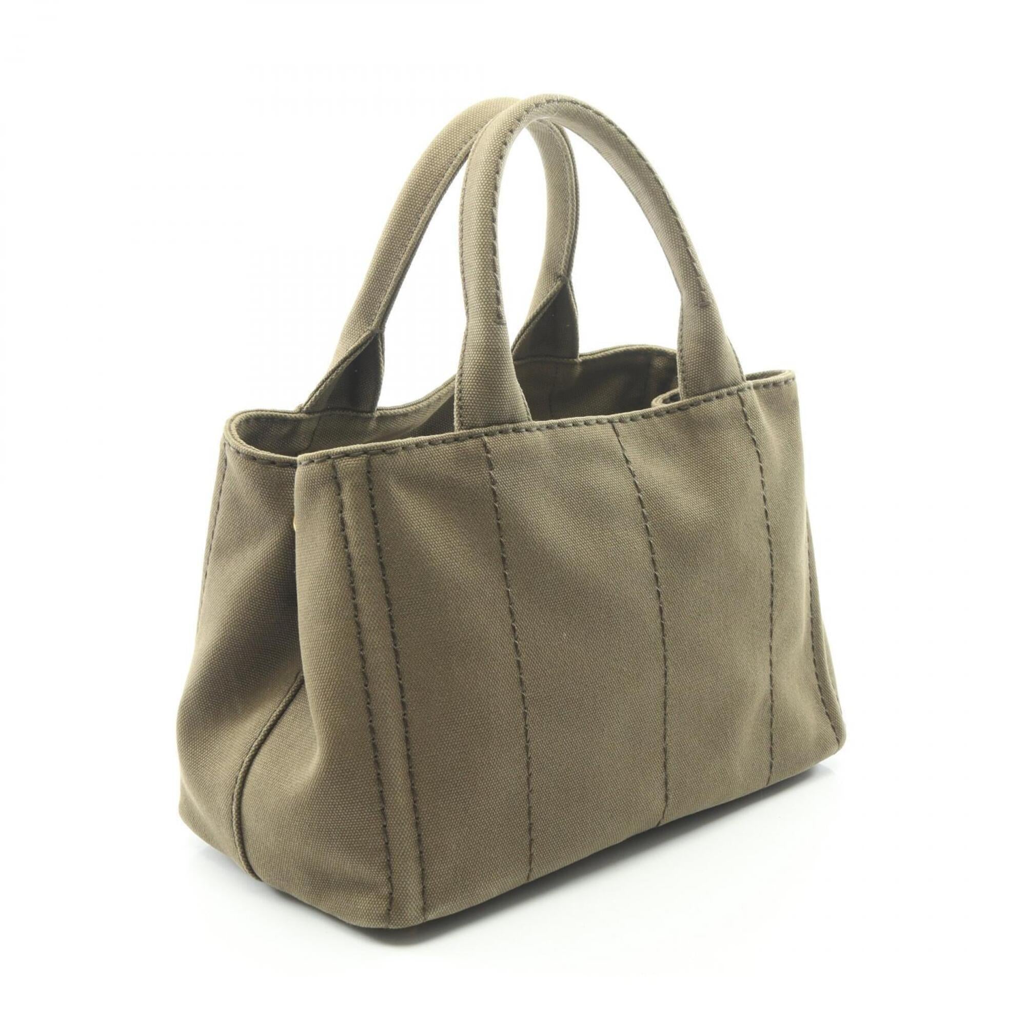 Prada Khaki Canvas Handbag Tote Bag (Pre-Owned)