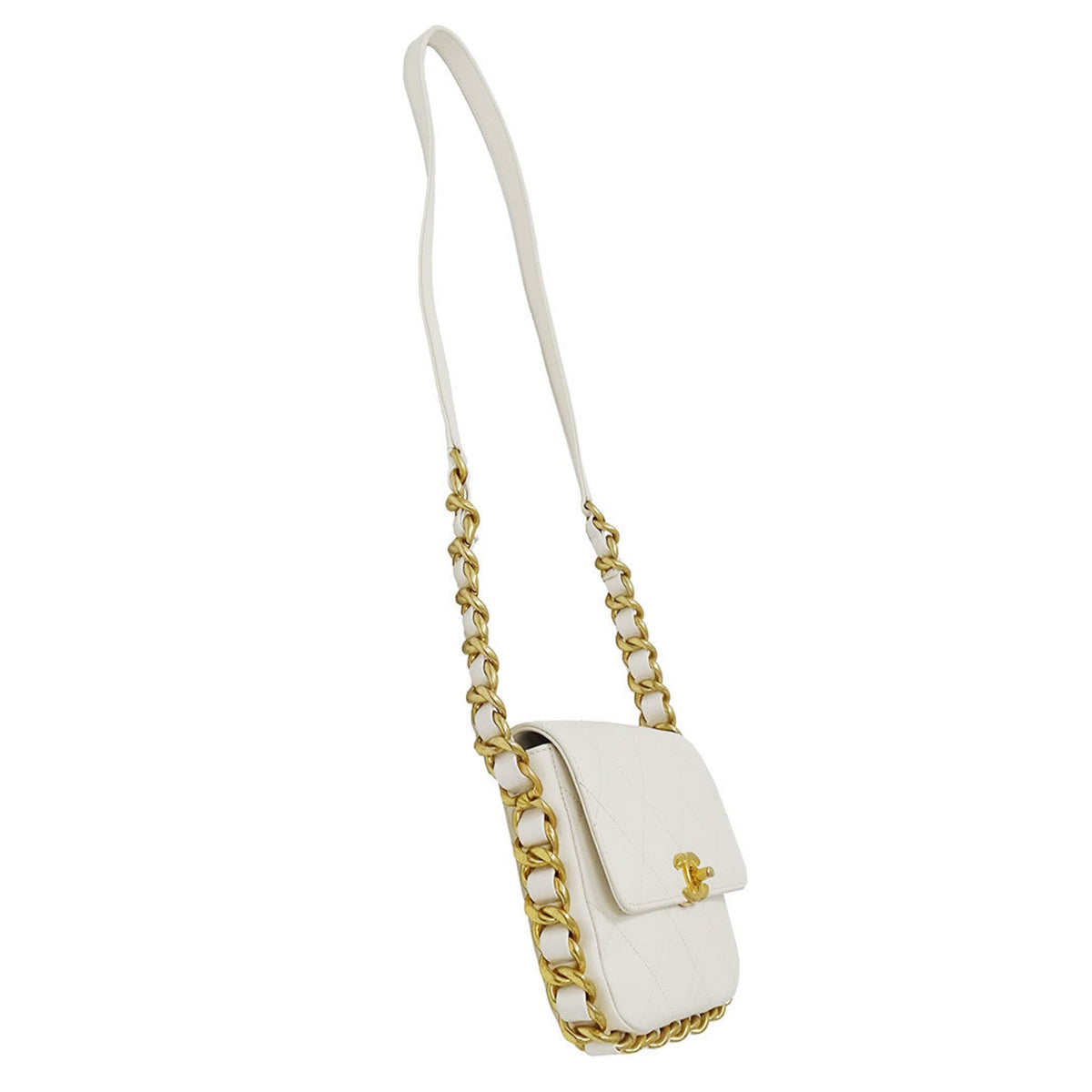 Chanel White Leather Shoulder Bag (Pre-Owned)