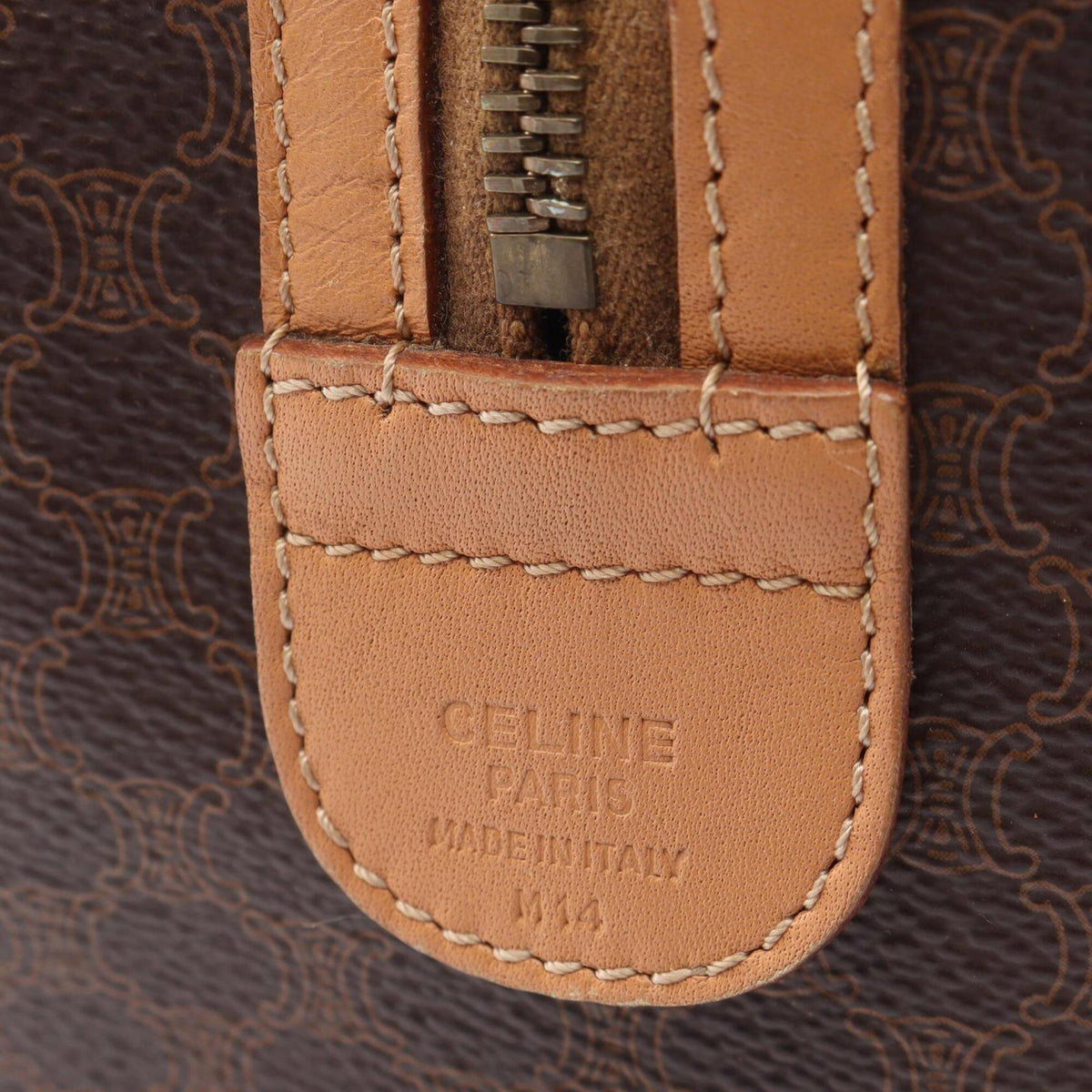 Celine Brown Coated Canvas Leather Boston Bag Handbag (Pre-Owned)