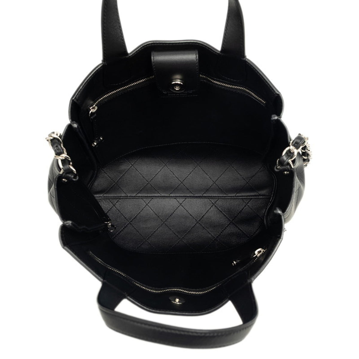 Chanel Wild Stitch Black Leather Shoulder Bag Tote Bag (Pre-Owned)