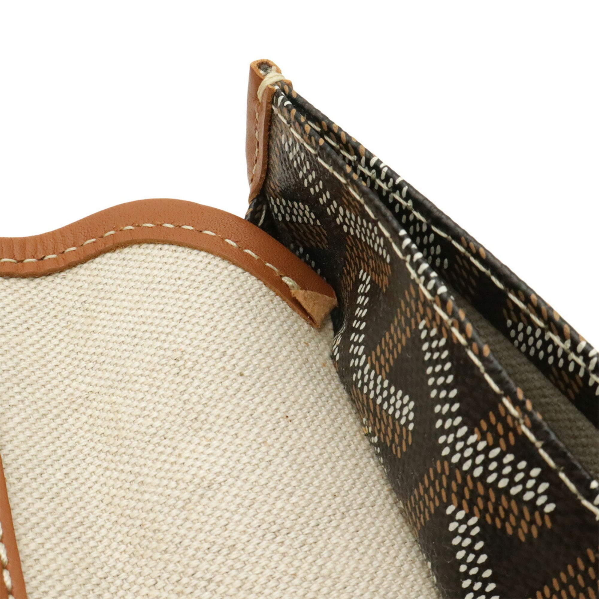Goyard Black Brown White Coated Canvas Leather Shoulder Bag Tote Bag (Pre-Owned)