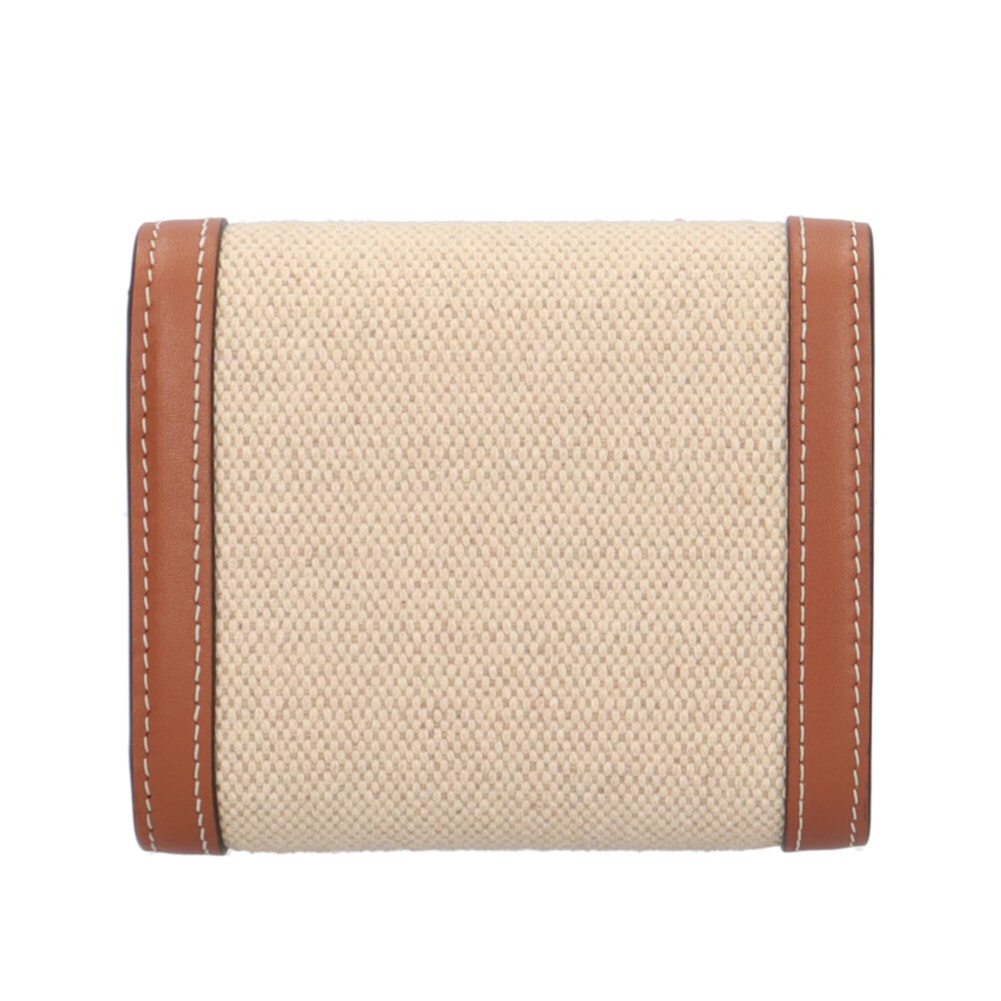 Celine Beige Brown Canvas Leather Wallet (Tri-Fold) (Pre-Owned)