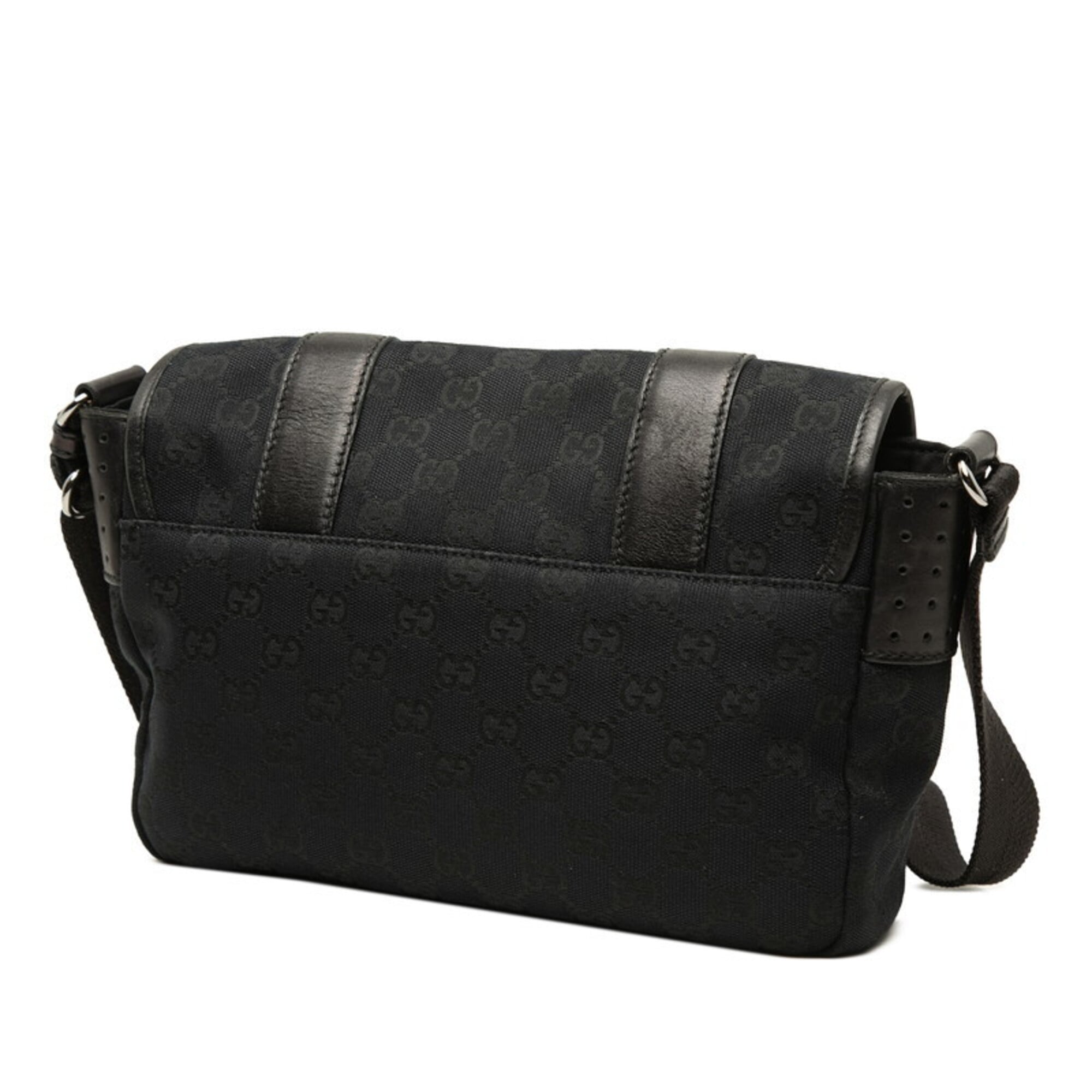 Gucci Black Canvas Leather Shoulder Bag (Pre-Owned)