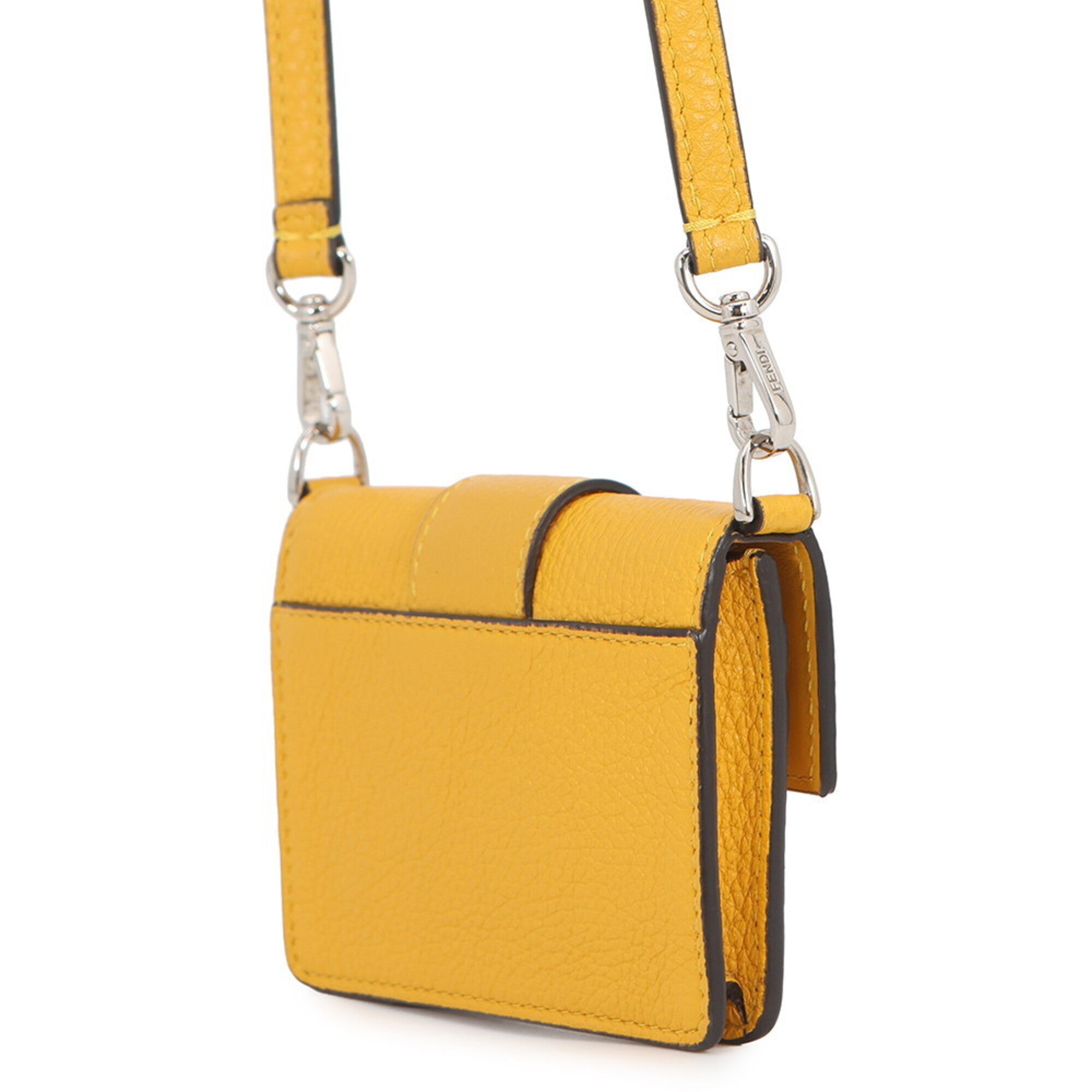Fendi Yellow Leather Handbag Pochette Shoulder Bag (Pre-Owned)