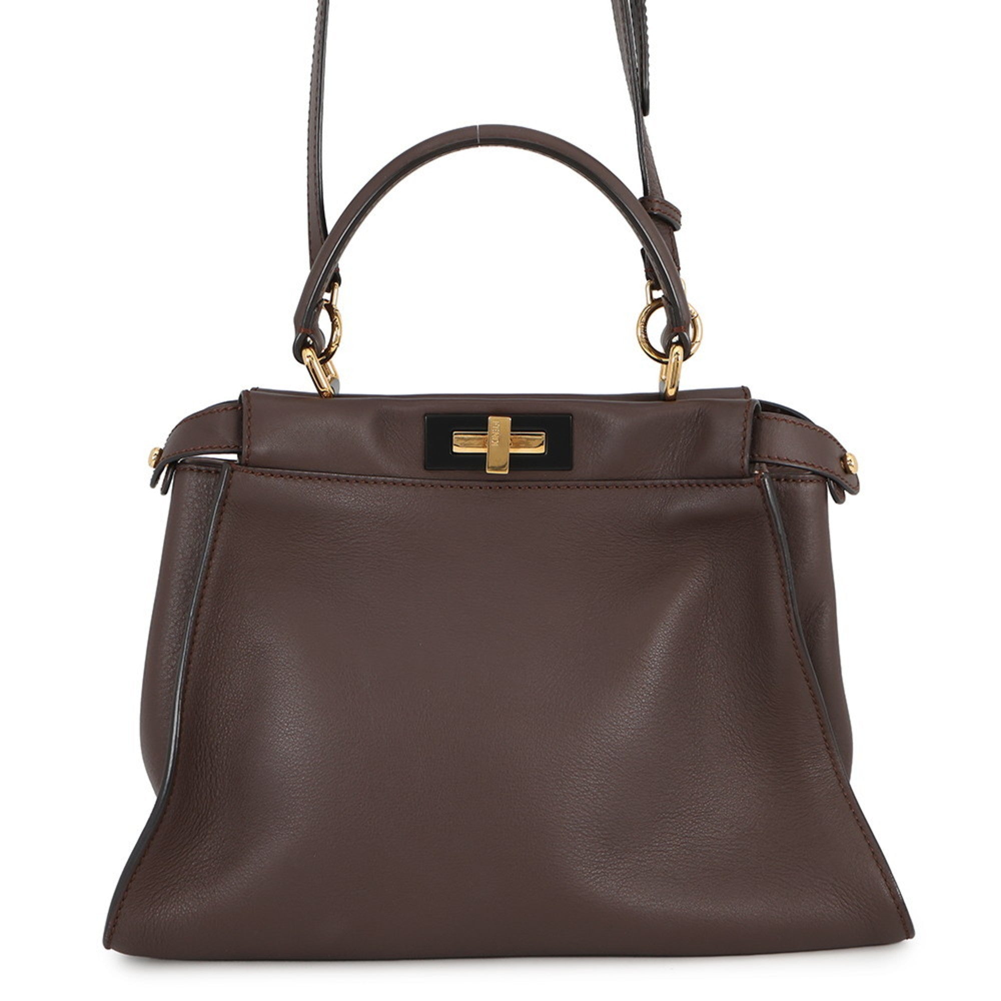 Fendi Brown Leather Handbag Shoulder Bag (Pre-Owned)