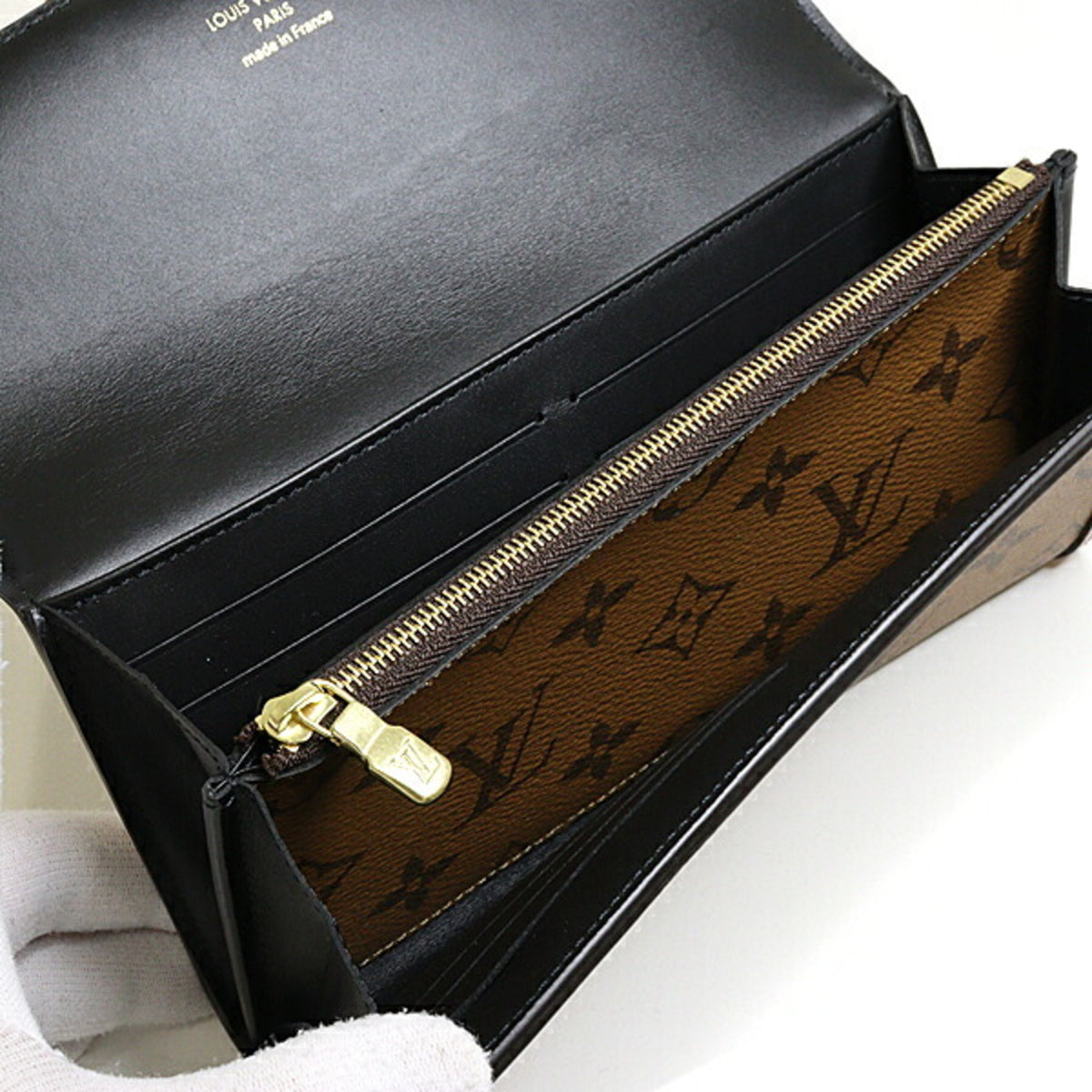 Louis Vuitton Brown Light Brown Monogram Monogram Reverse Leather Long Wallet (Bi-Fold) (Pre-Owned)