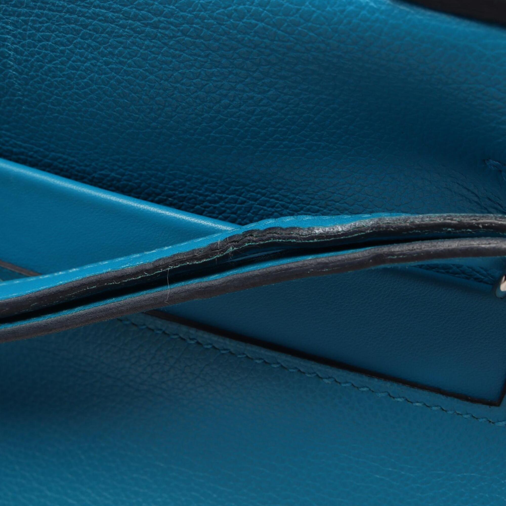 Hermes Blue Evercalf Leather Handbag (Pre-Owned)