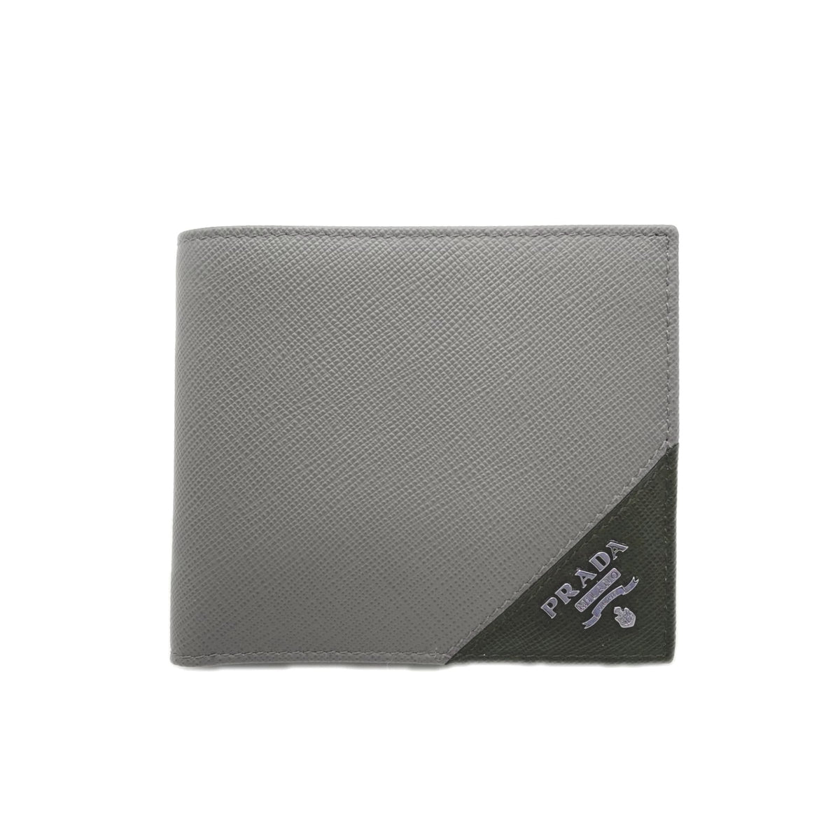 Prada Saffiano Gray Navy Saffiano Wallet (Bi-Fold) (Pre-Owned)
