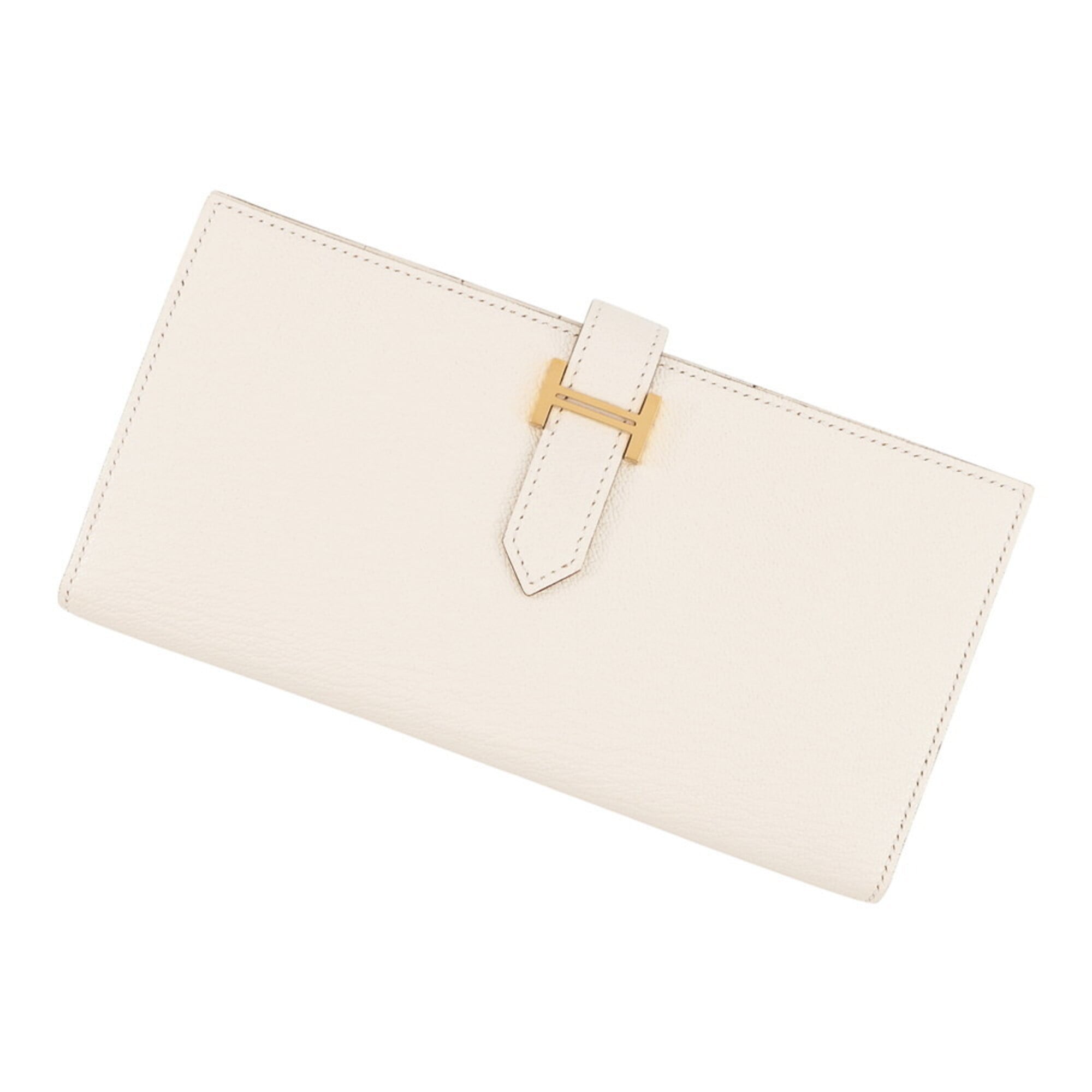 Hermes Ivory Chevre Leather Long Wallet (Bi-Fold) (Pre-Owned)