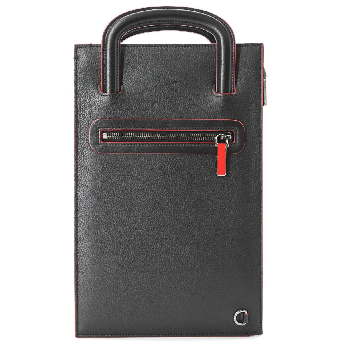 Christian Louboutin Black Red Color Leather Handbag Shoulder Bag (Pre-Owned)