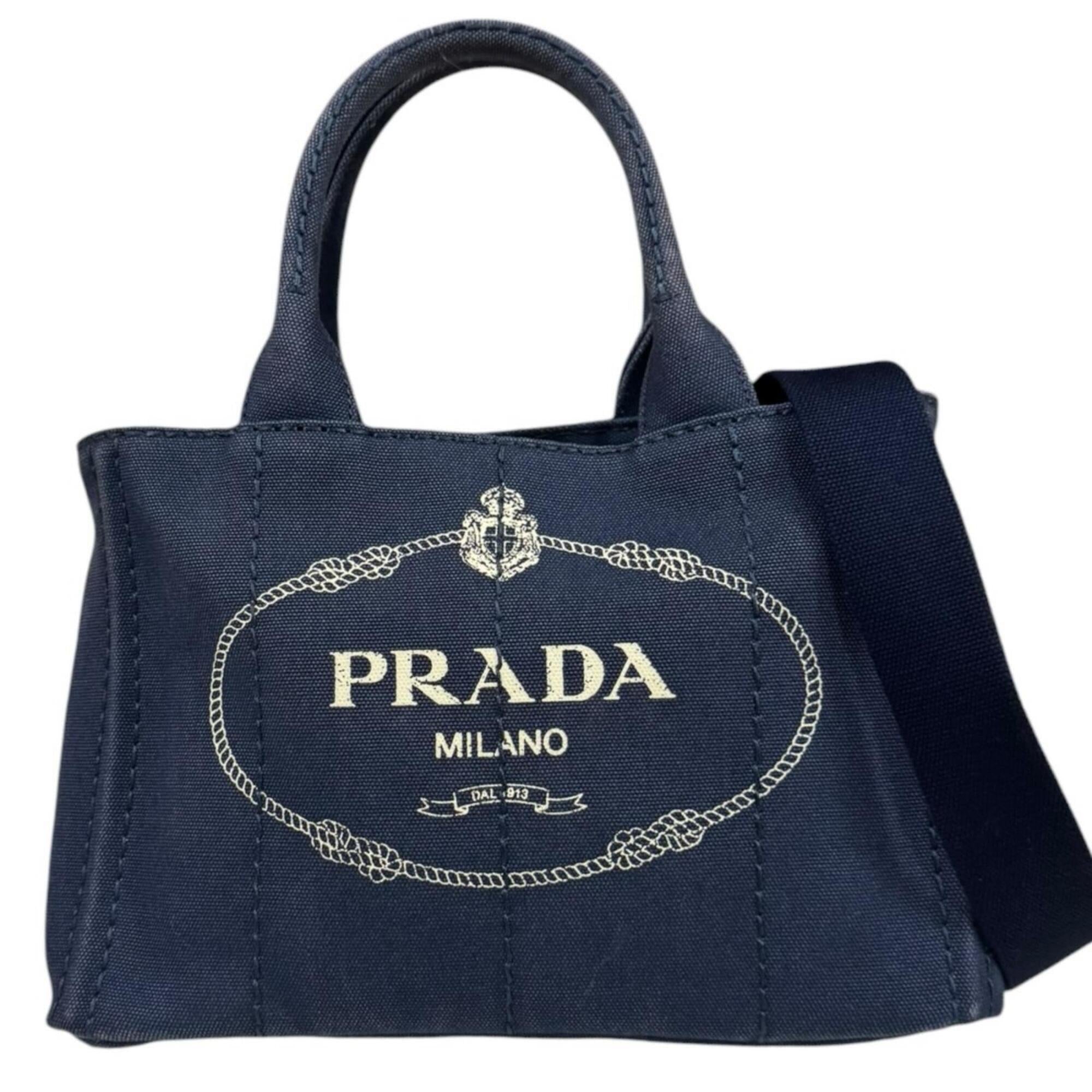 Prada Navy Canvas Shoulder Bag (Pre-Owned)