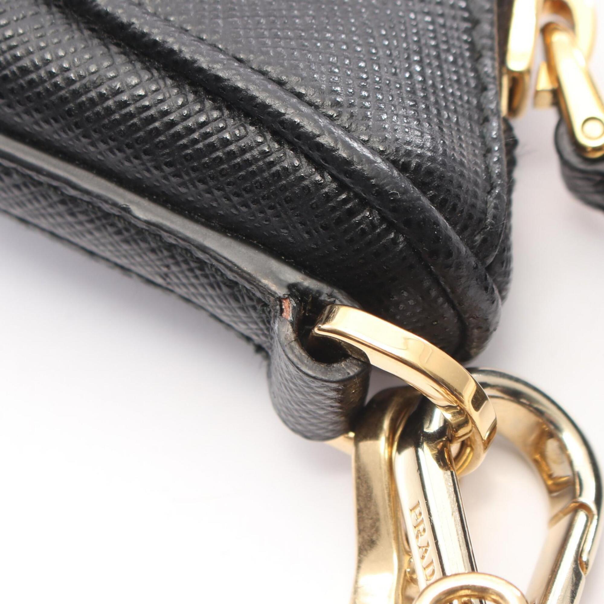 Prada Black Saffiano Triangle Handbag Pouch Shoulder Bag (Pre-Owned)