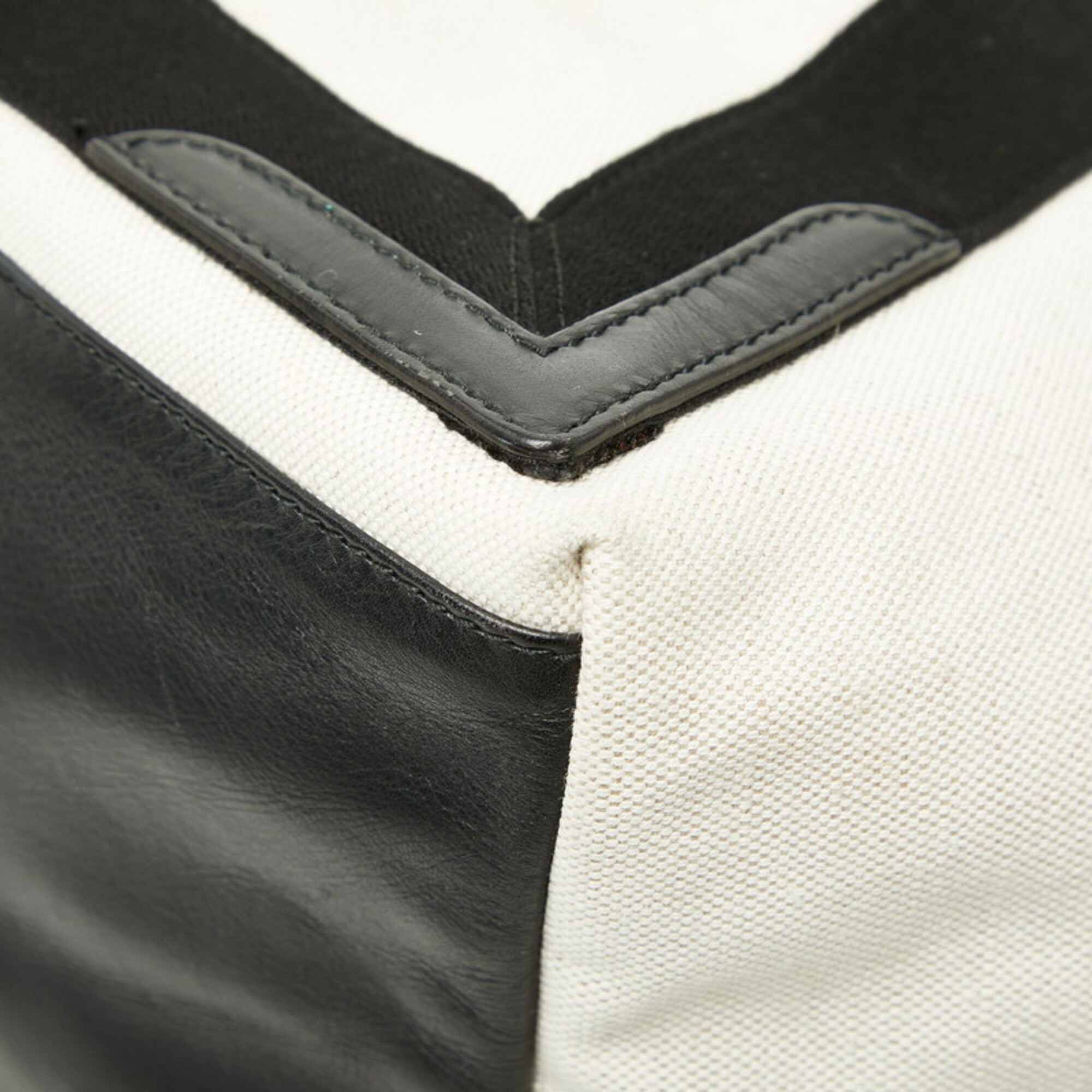 Balenciaga Black White Canvas Leather Handbag Tote Bag (Pre-Owned)