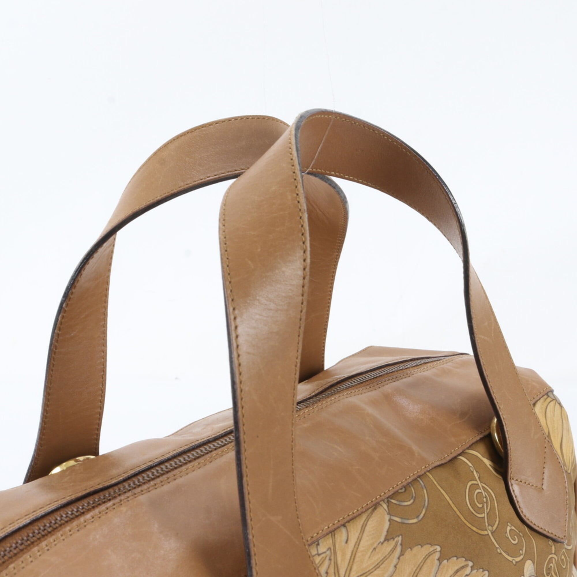 Salvatore Ferragamo Brown Leather Nylon Handbag Tote Bag (Pre-Owned)