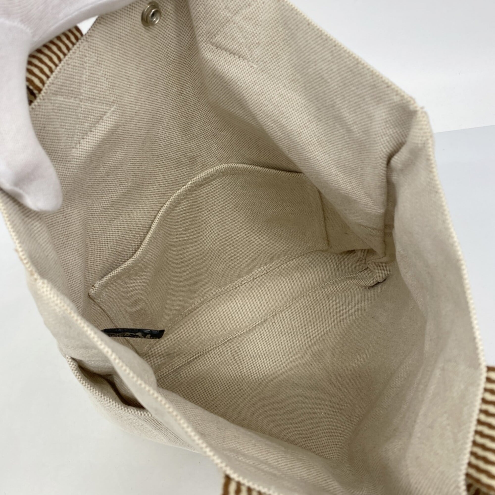 Hermes Beige Canvas Tote Bag (Pre-Owned)