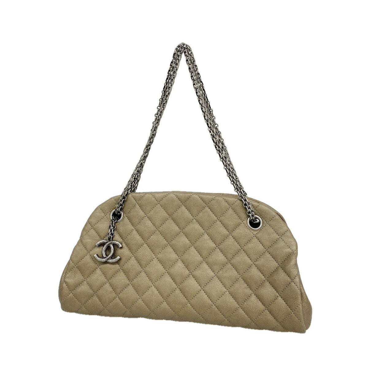 Chanel Khaki Leather Shoulder Bag (Pre-Owned)