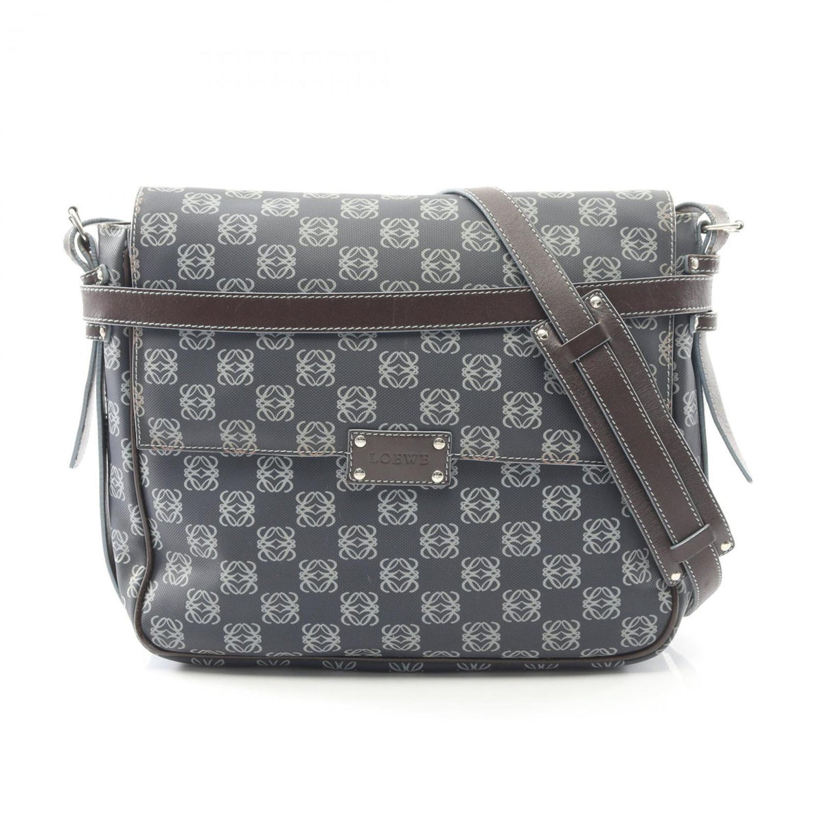 Loewe Blue Brown Coated Canvas Pvc Leather Shoulder Bag (Pre-Owned)