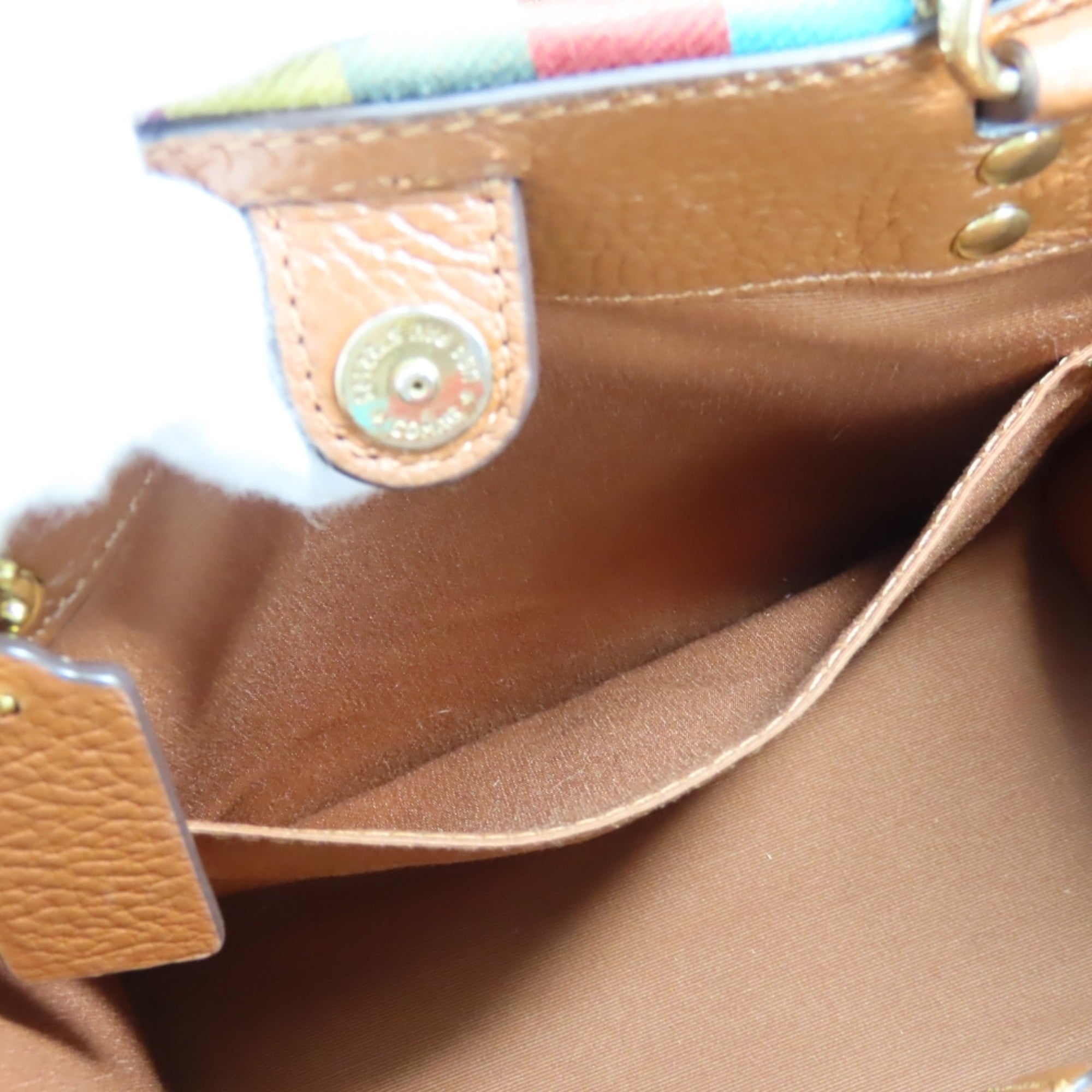 Coach Signature Brown Gray Canvas Leather Handbag (Pre-Owned)