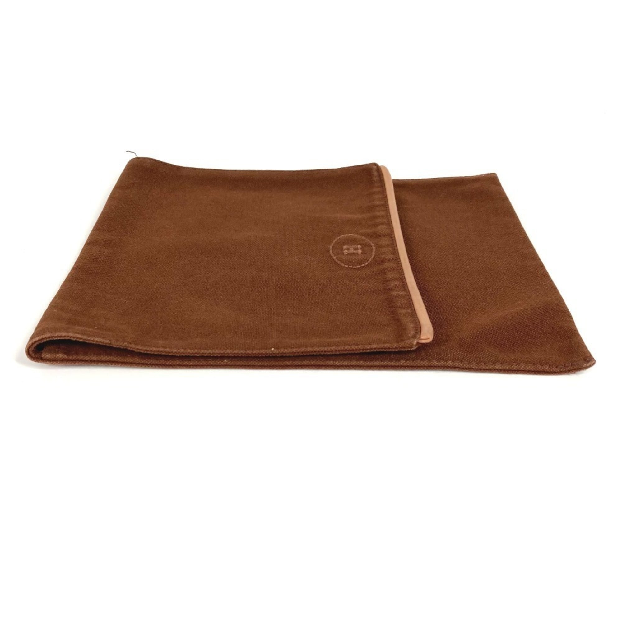 Hermes Brown Canvas Pouch (Pre-Owned)