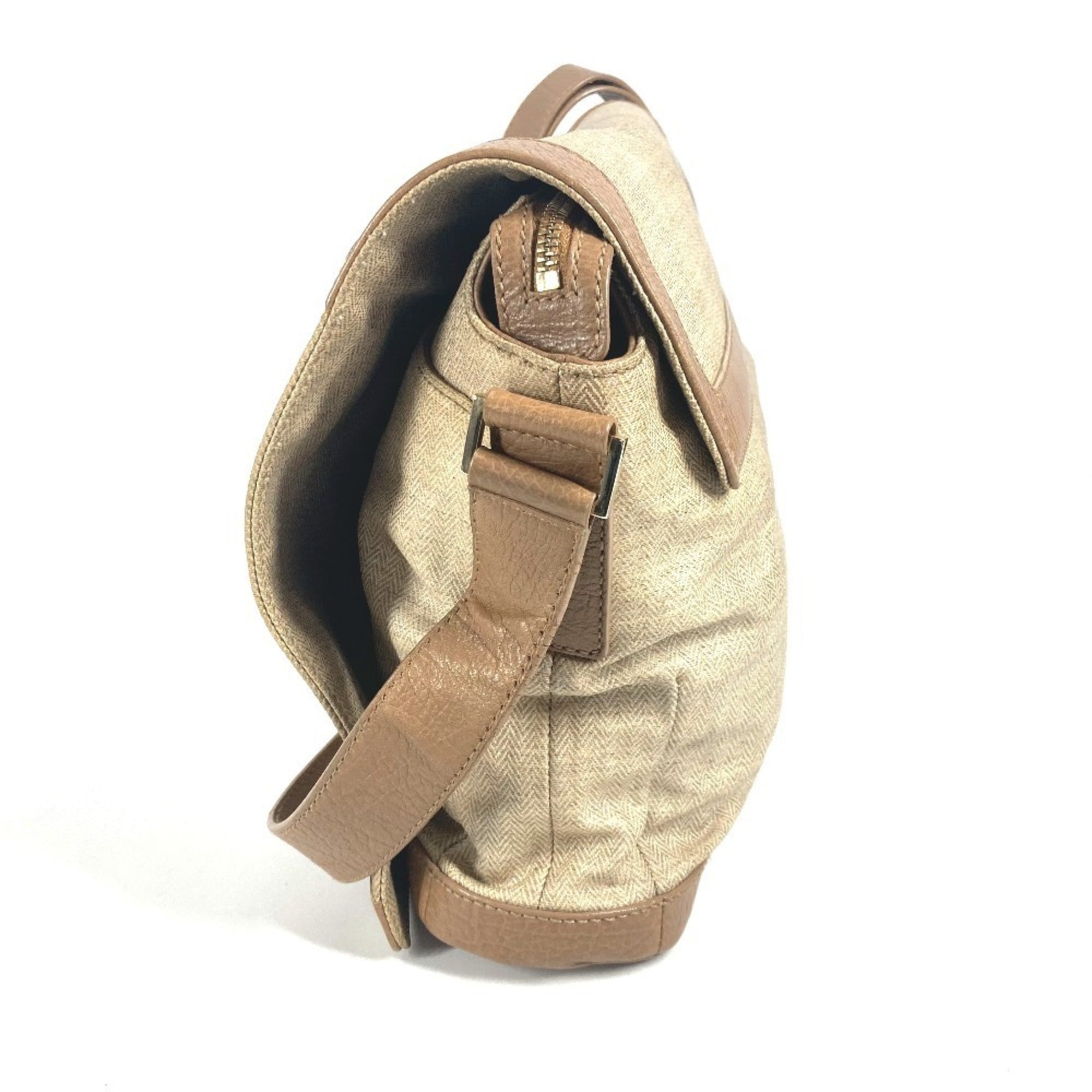 Bvlgari Beige Leather Coated Canvas Shoulder Bag (Pre-Owned)