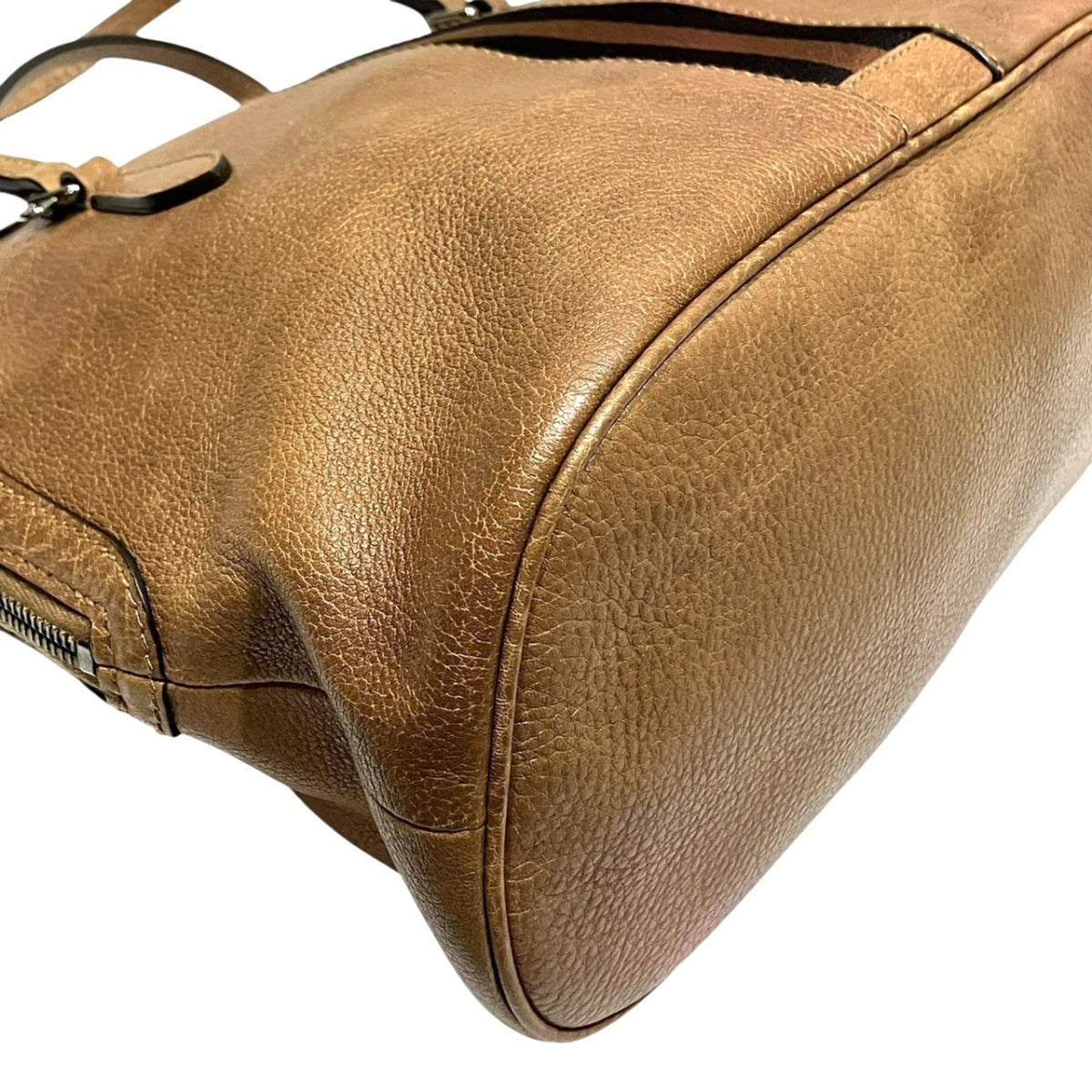 Gucci Sherry Line Brown Leather Handbag (Pre-Owned)