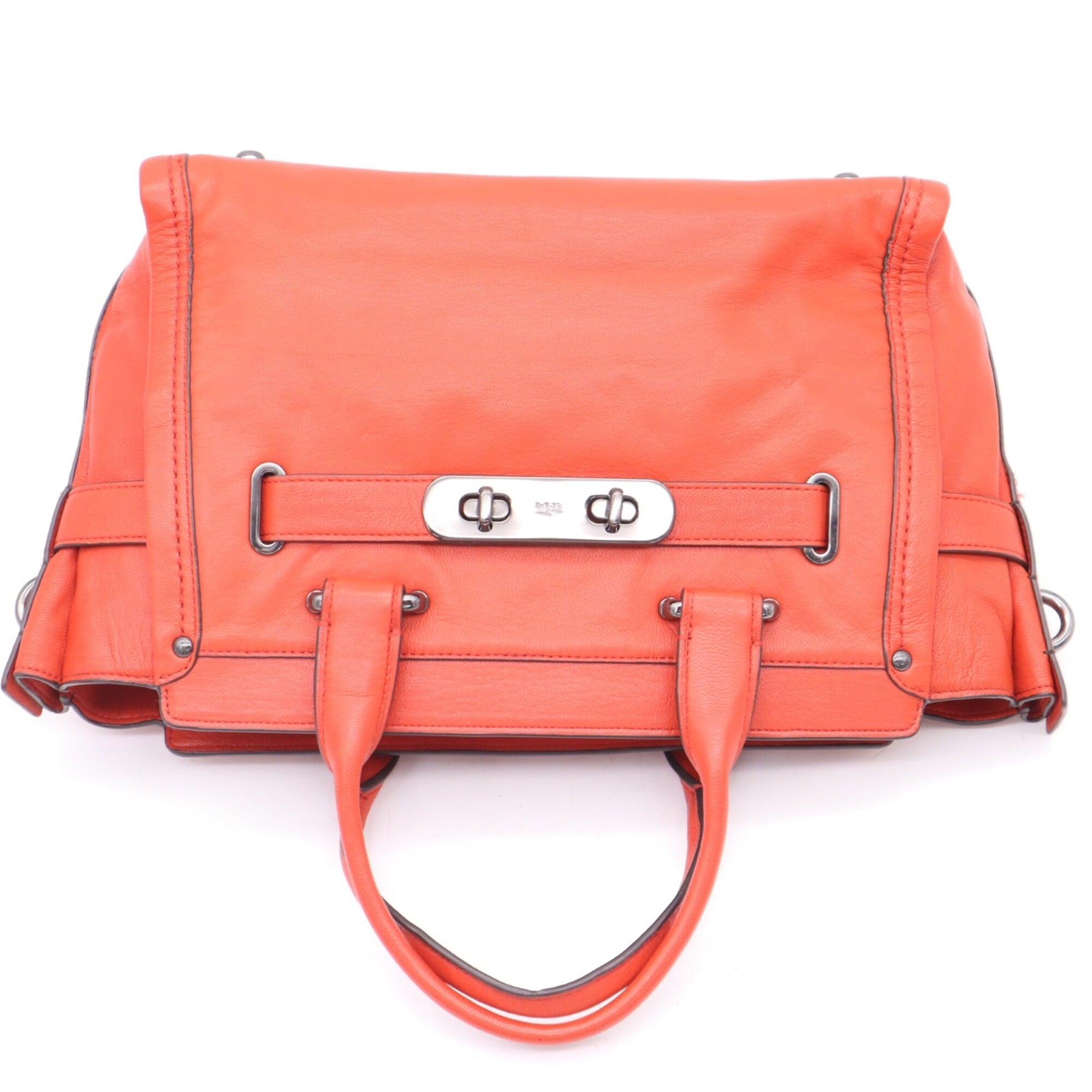 Coach Orange Leather Handbag (Pre-Owned)