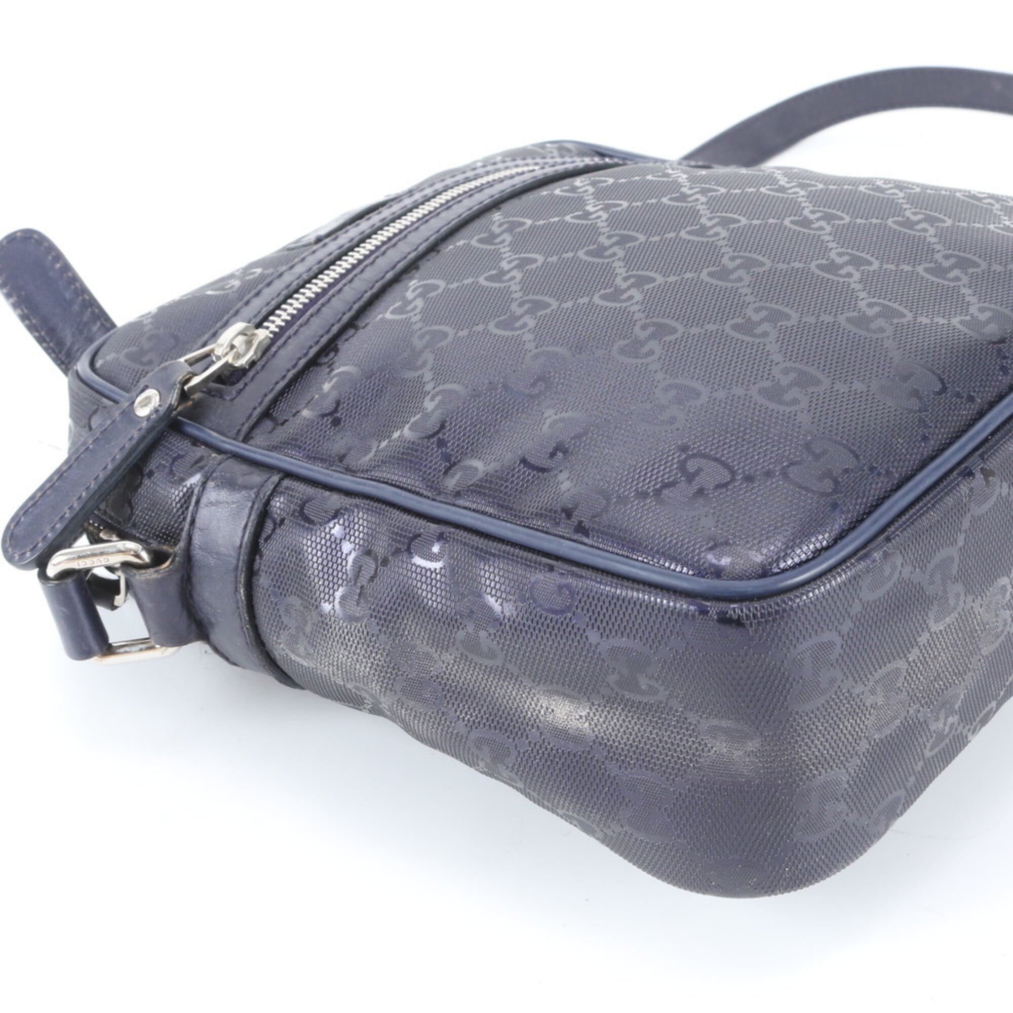 Gucci Gg Imprimé Purple Gg Imprimé Leather Messenger Bag Shoulder Bag (Pre-Owned)