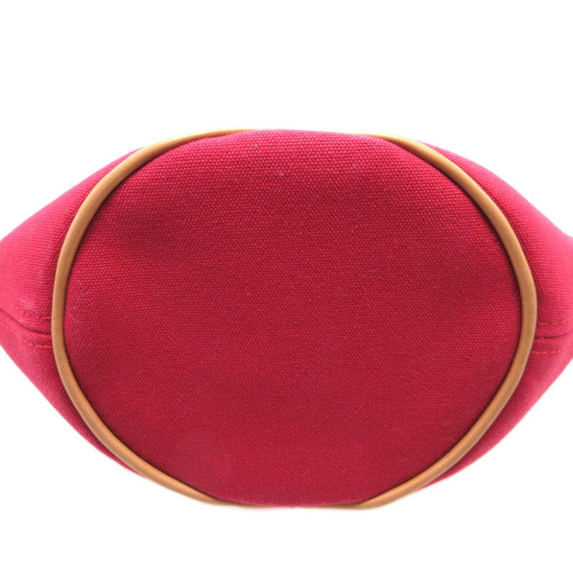 Hermes Prune Rouge Vif Canvas Pouch (Pre-Owned)