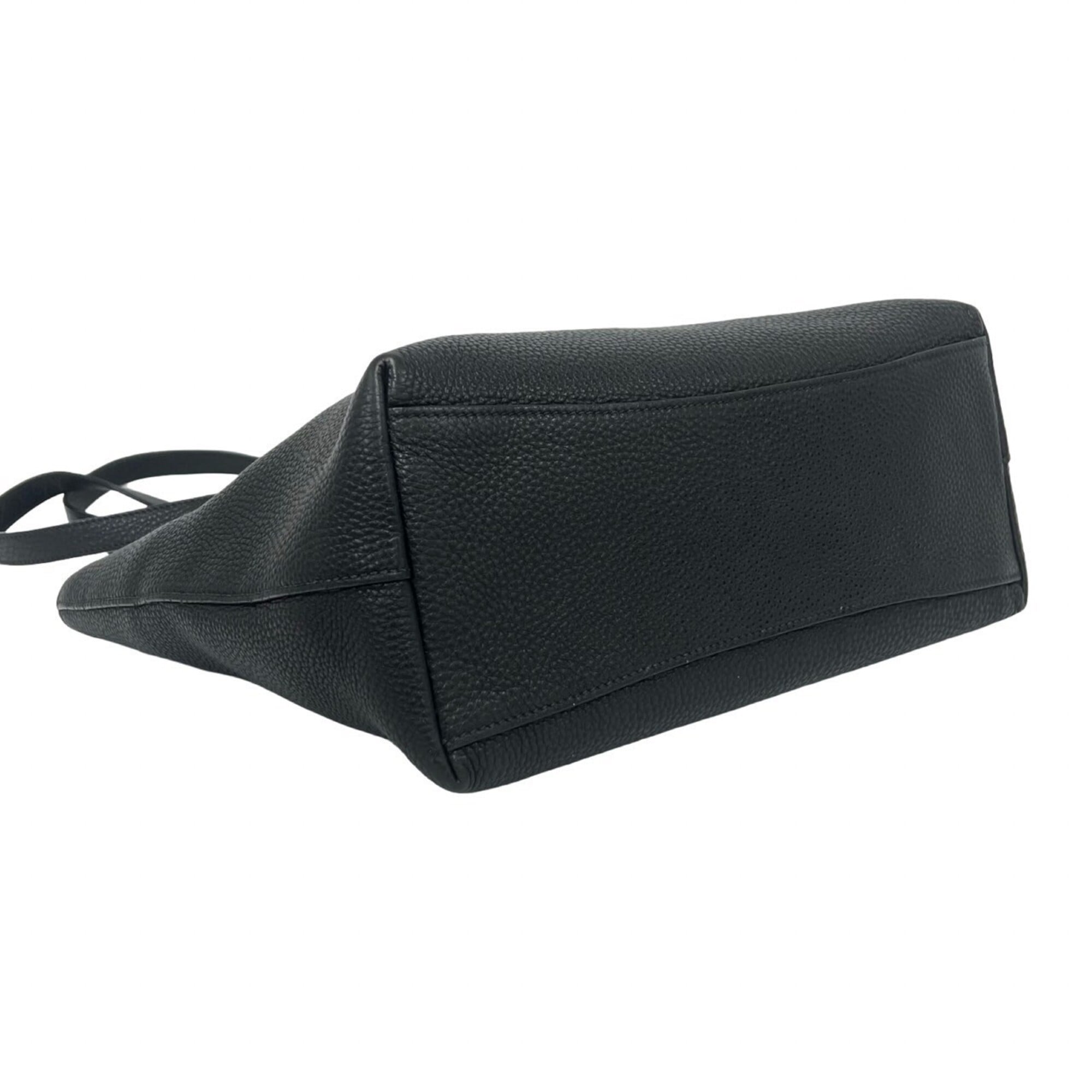 Prada Black Leather Shoulder Bag Tote Bag (Pre-Owned)