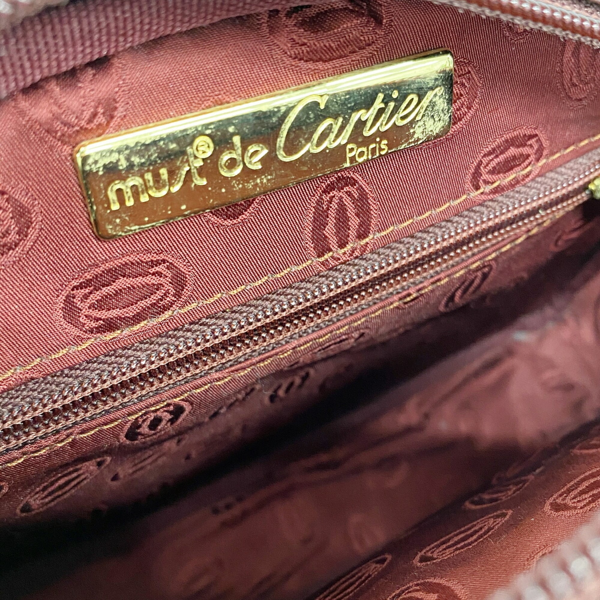Cartier Bordeaux Leather Shoulder Bag (Pre-Owned)