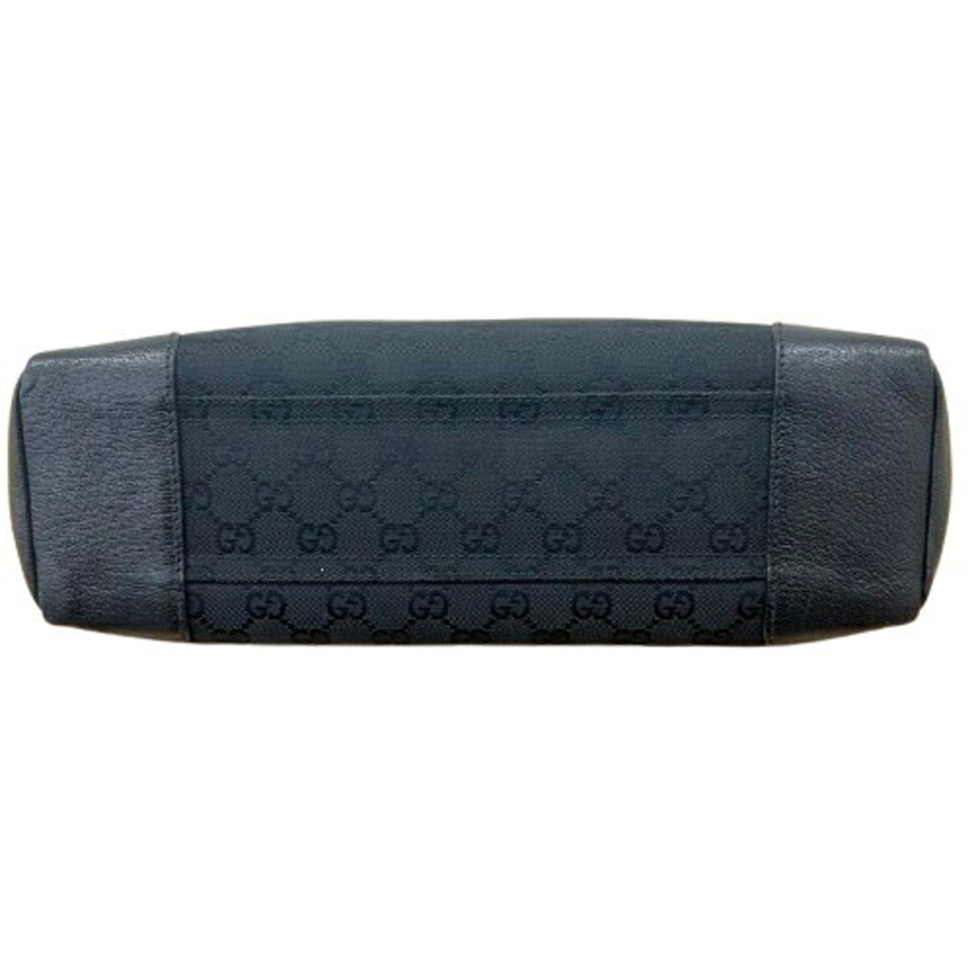 Gucci Gg Canvas Black Gg Canvas Leather Shoulder Bag (Pre-Owned)