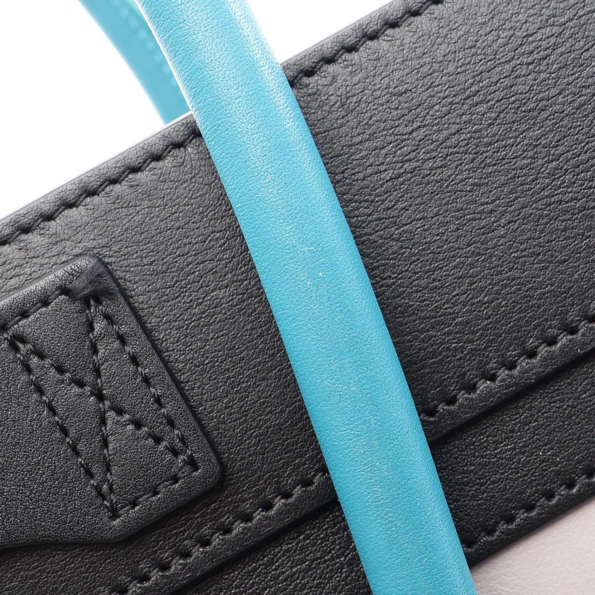 Celine Black Blue Gray Leather Handbag Tote Bag (Pre-Owned)