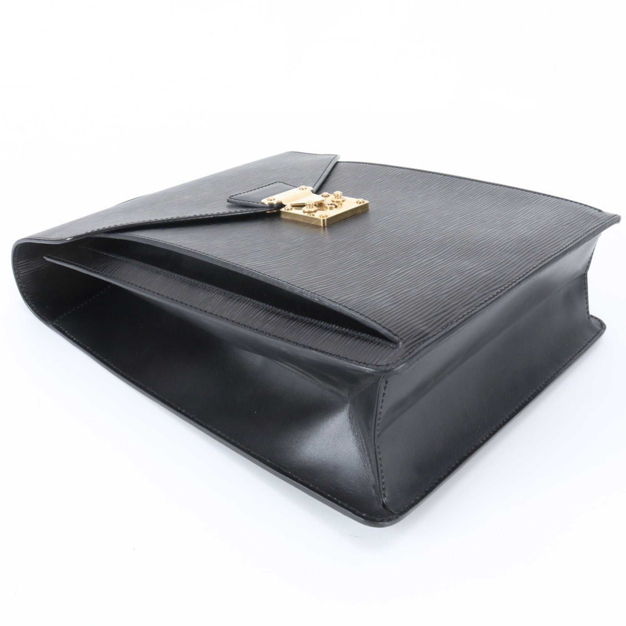 Louis Vuitton Black Noir Leather Briefcase Handbag (Pre-Owned)