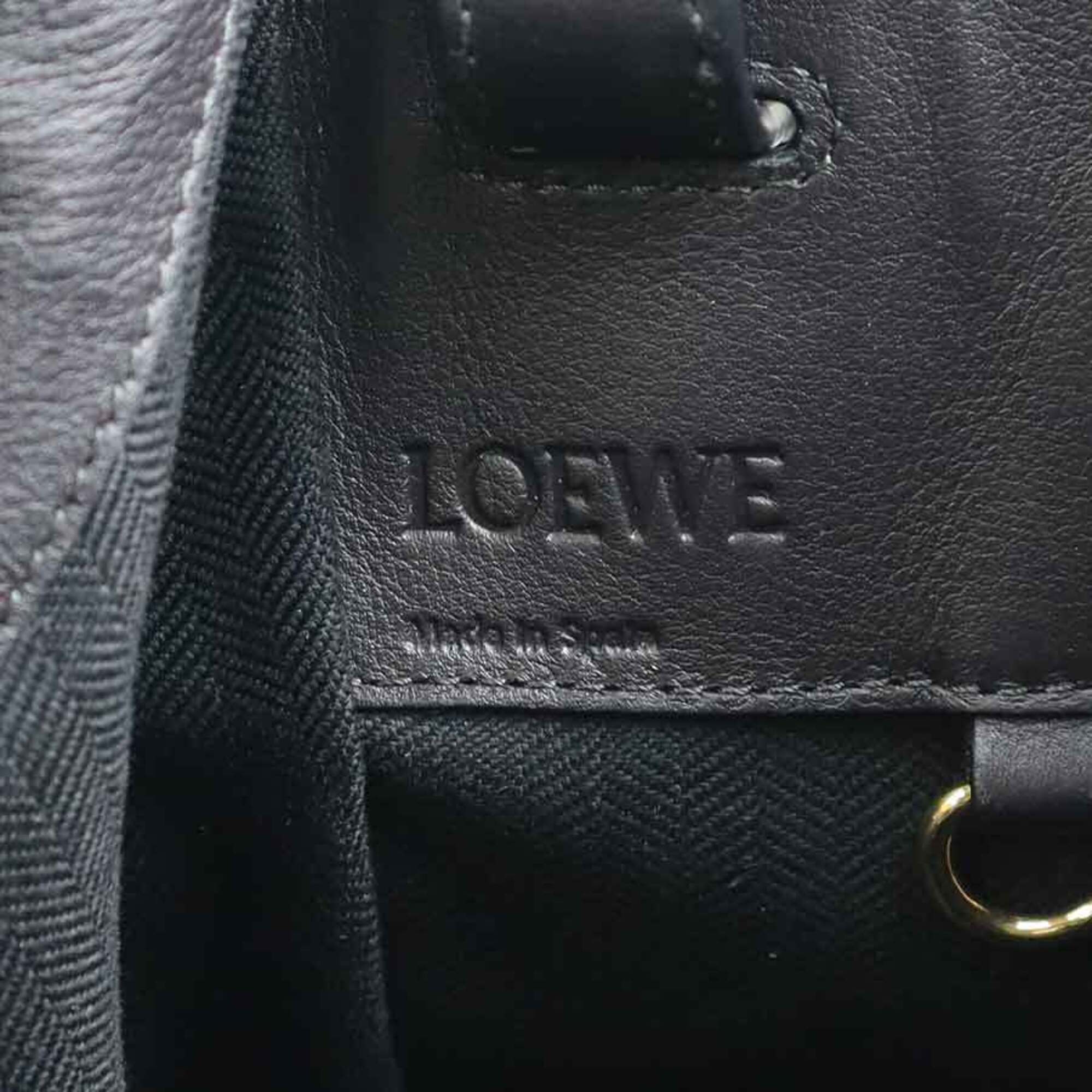 Loewe Black Gray Leather Handbag Shoulder Bag (Pre-Owned)