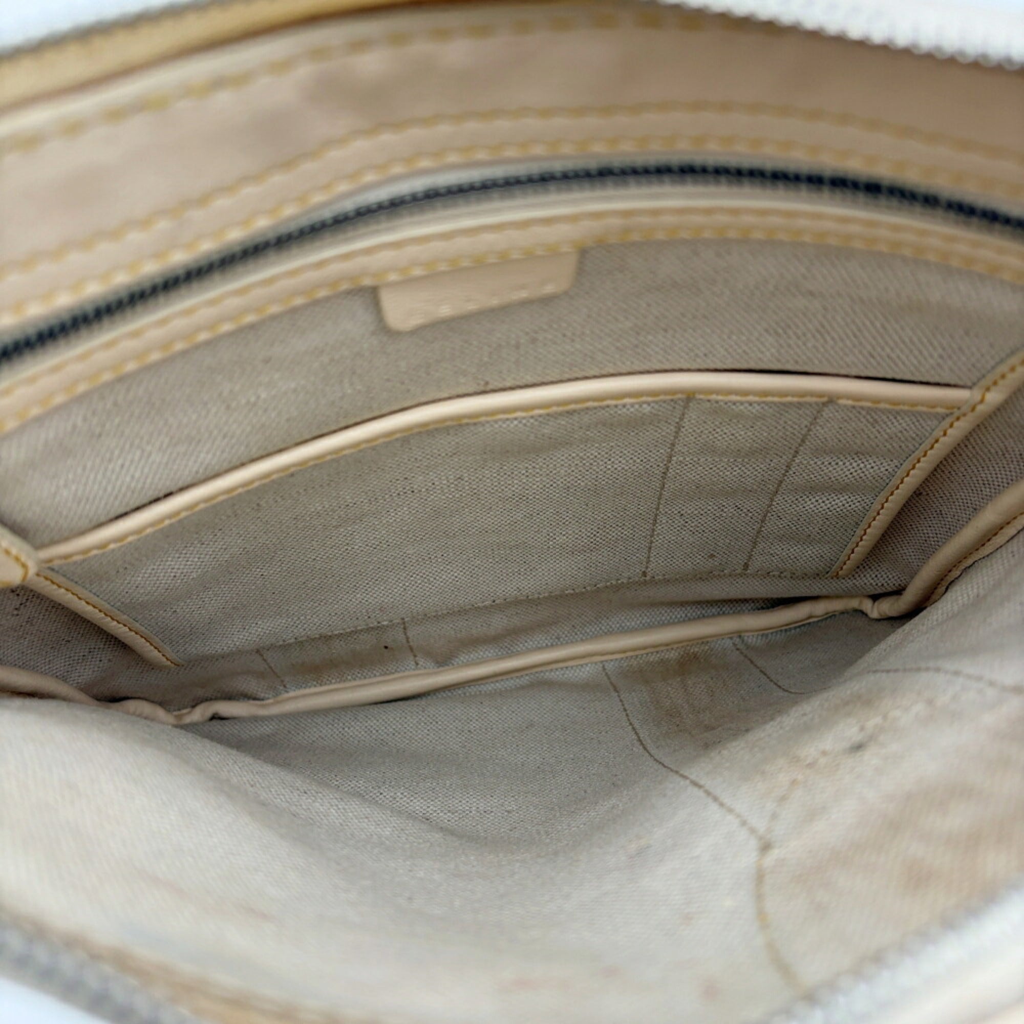 Celine Beige Yellow Canvas Pvc Leather Pochette Shoulder Bag (Pre-Owned)