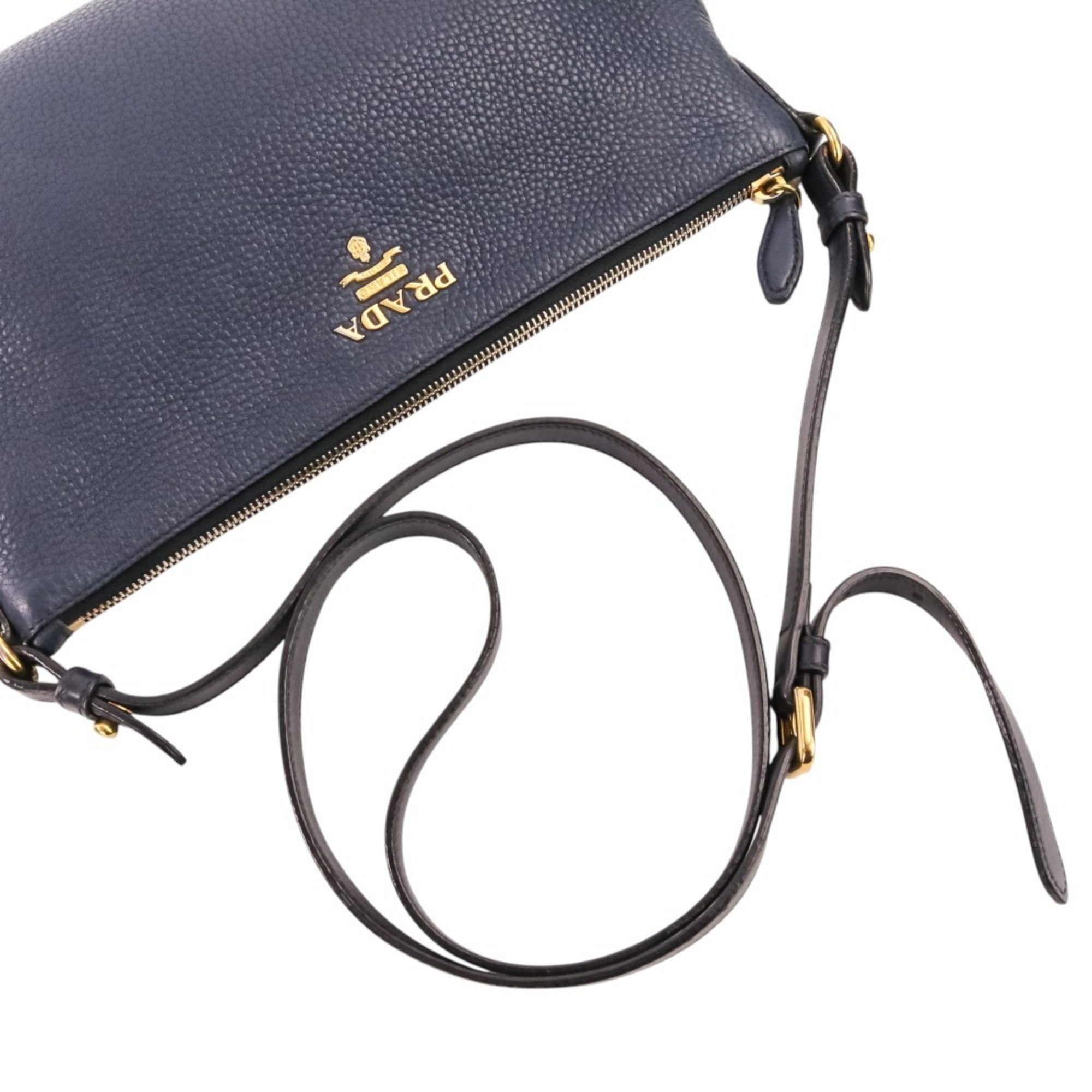 Prada Navy Leather Shoulder Bag (Pre-Owned)
