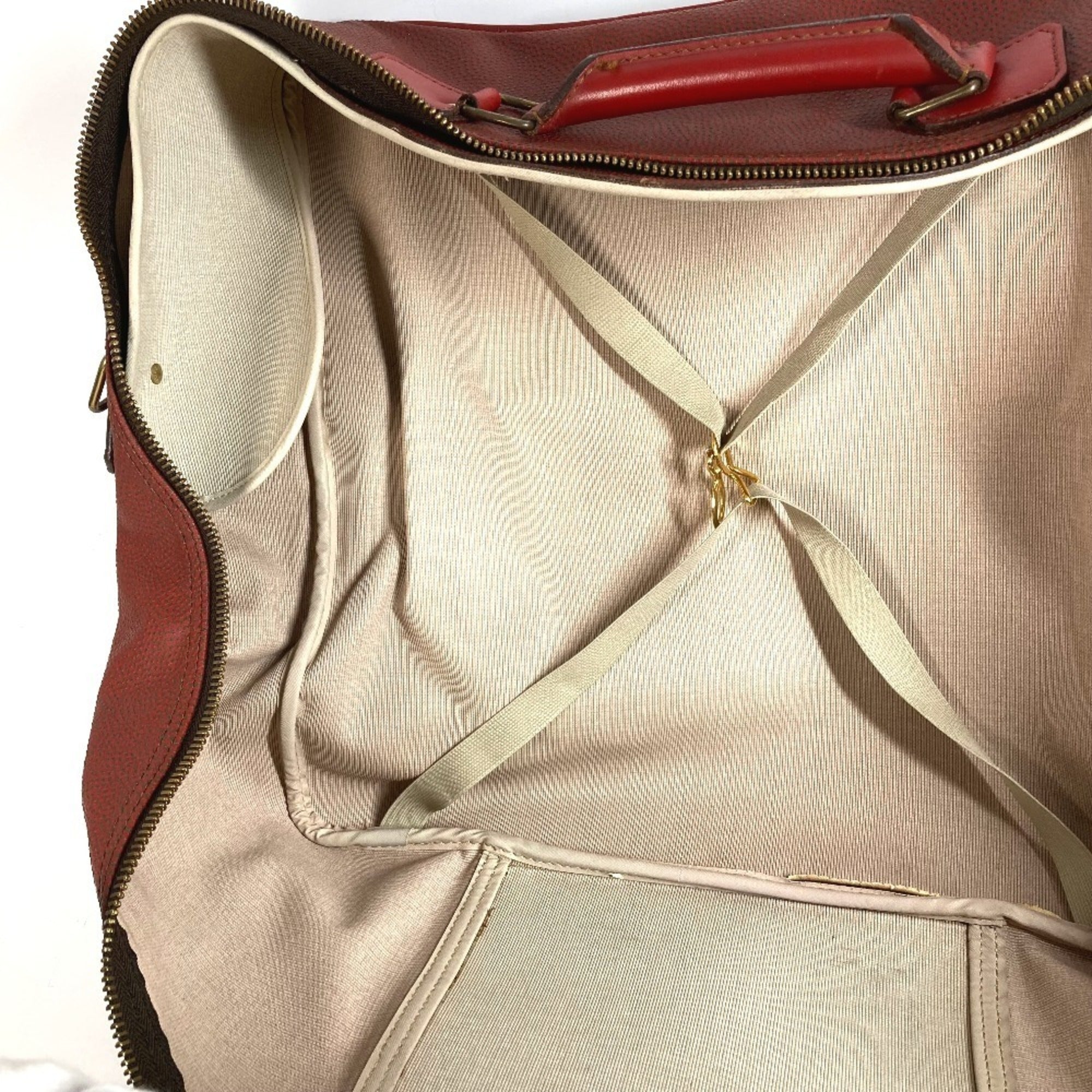 Louis Vuitton Red Color Leather Boston Bag Handbag Shoulder Bag (Pre-Owned)