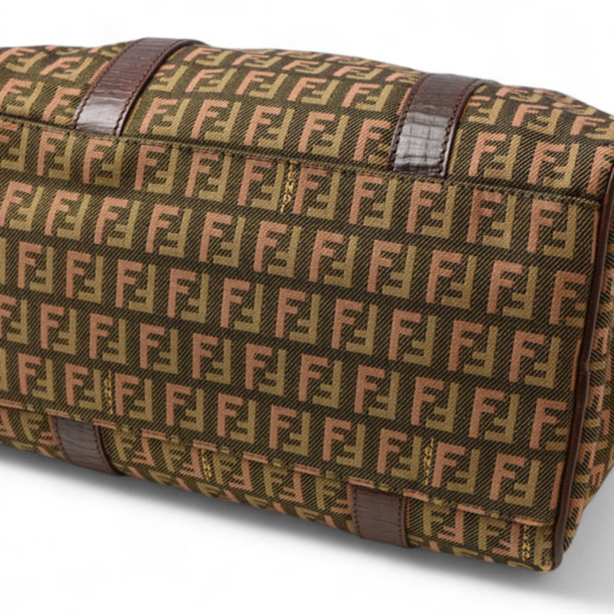Fendi Zucca Khaki Brown Zucca Canvas Handbag (Pre-Owned)