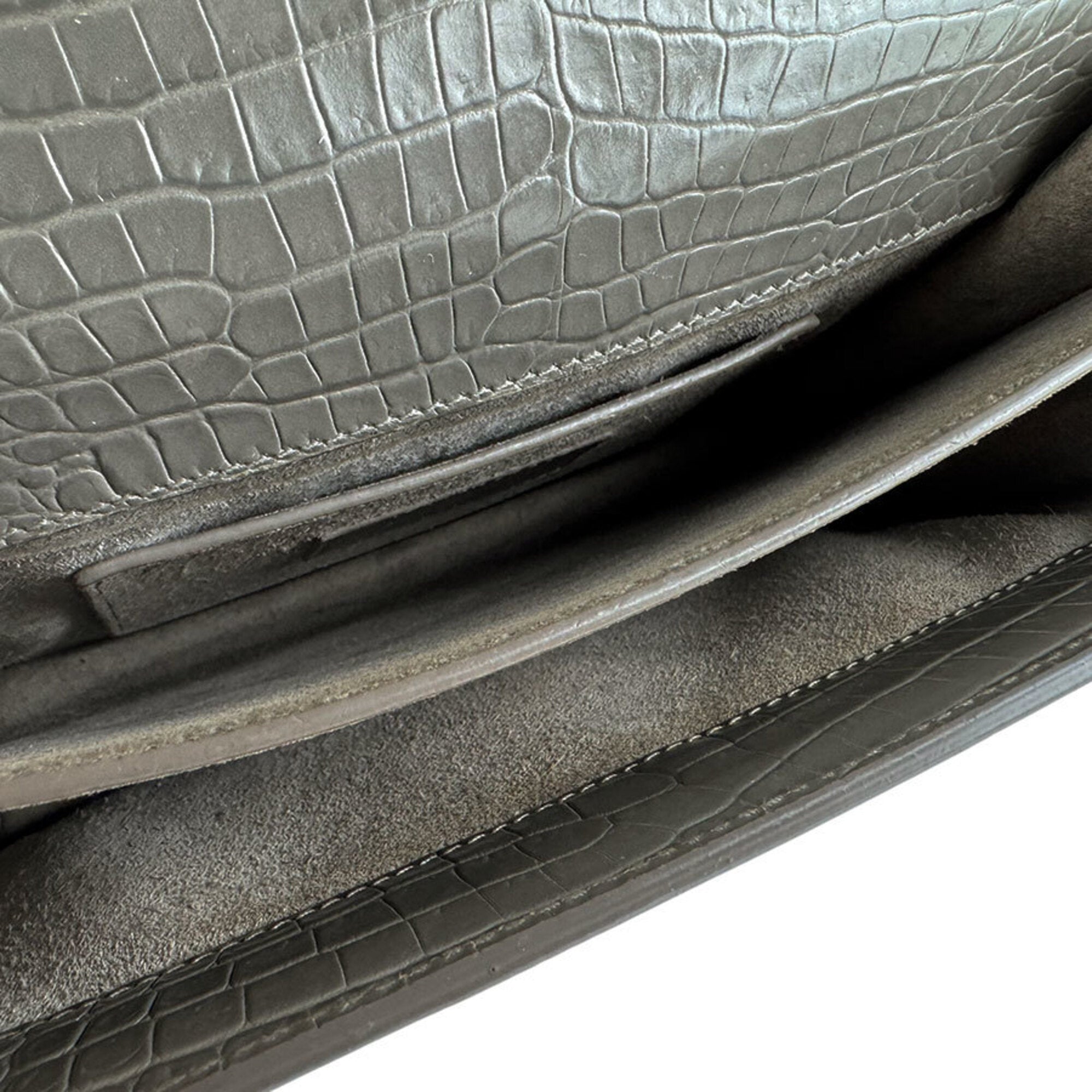 Saint Laurent Gray Leather Shoulder Bag (Pre-Owned)