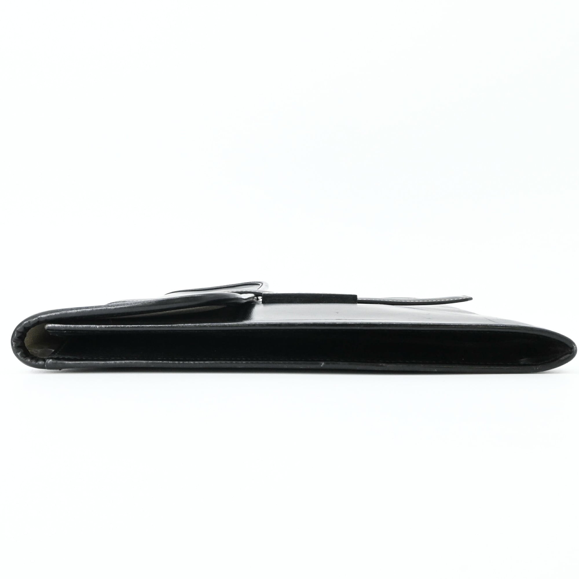 Hermes Jige Black Box Calf Leather Clutch Bag (Pre-Owned)