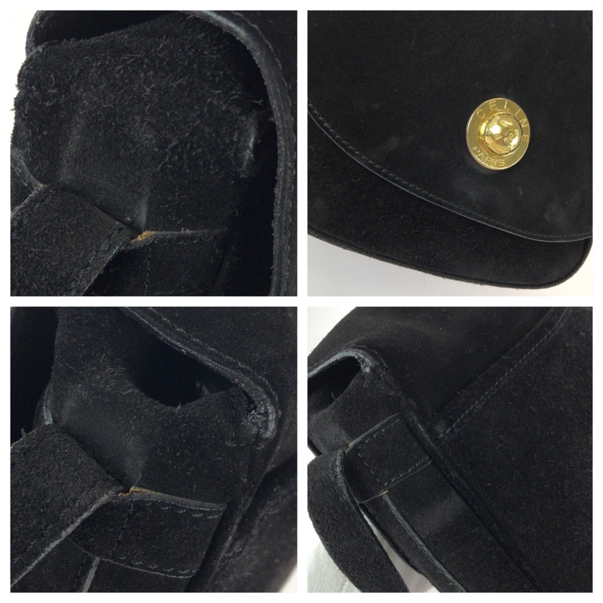 Celine Black Suede Pochette Shoulder Bag (Pre-Owned)