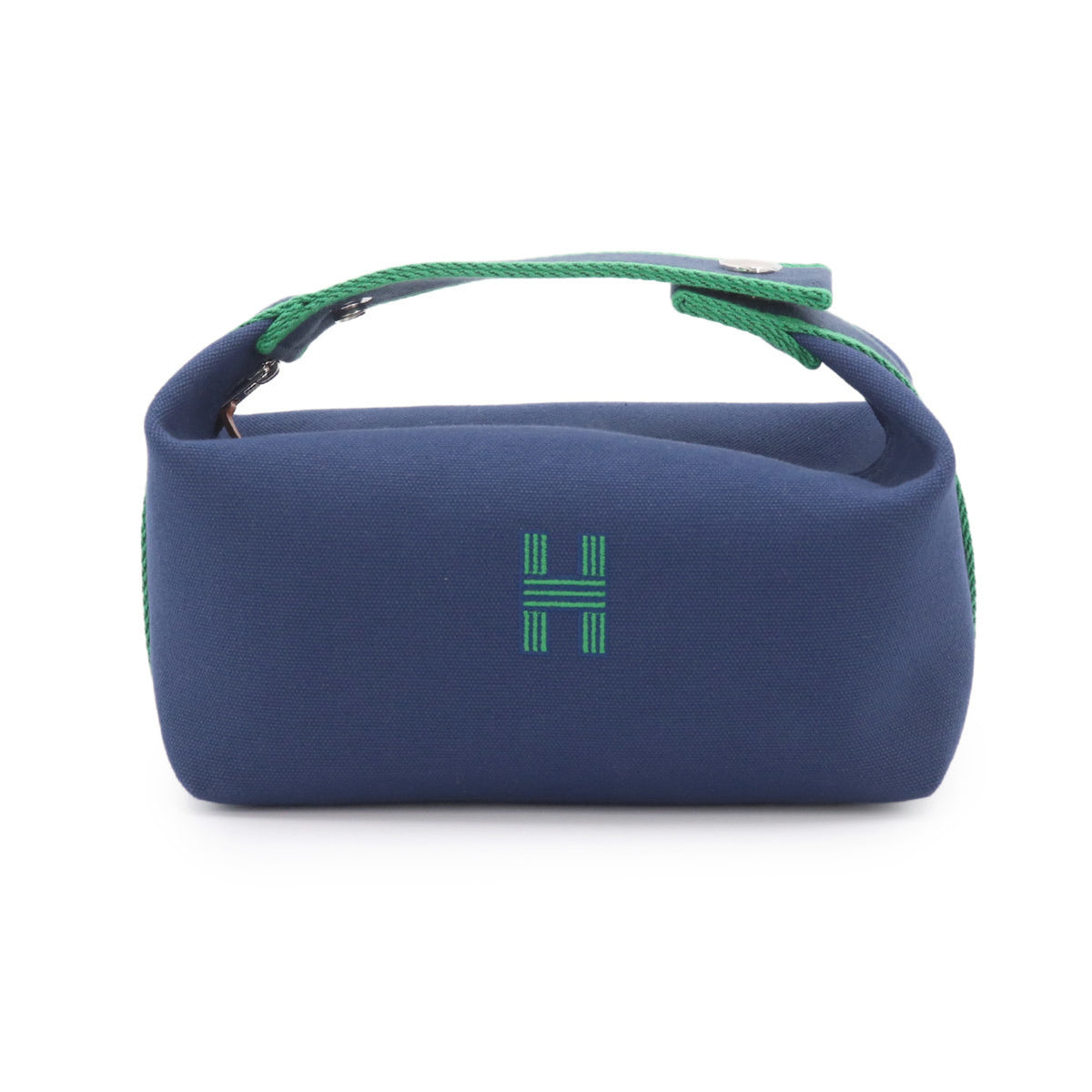 Hermes Black Blue Marine Green Toile H Handbag Pouch (Pre-Owned)