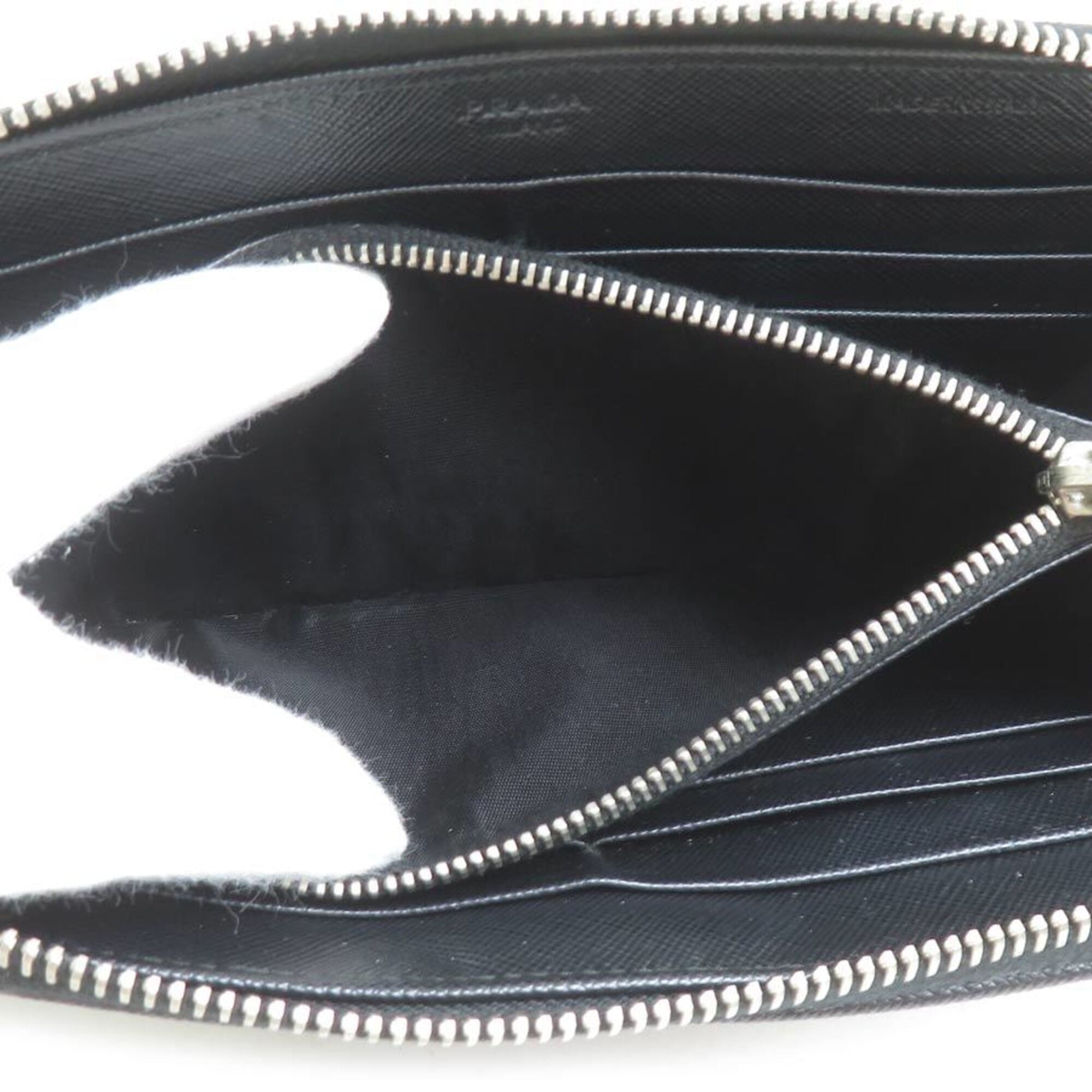 Prada Black Multi-Color Leather Long Wallet (Bi-Fold) (Pre-Owned)