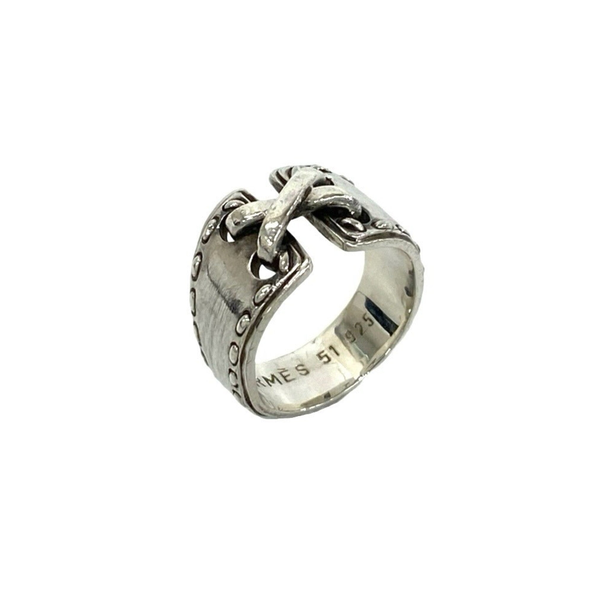 Hermes Silver Silver 925 Band Ring (Pre-Owned)