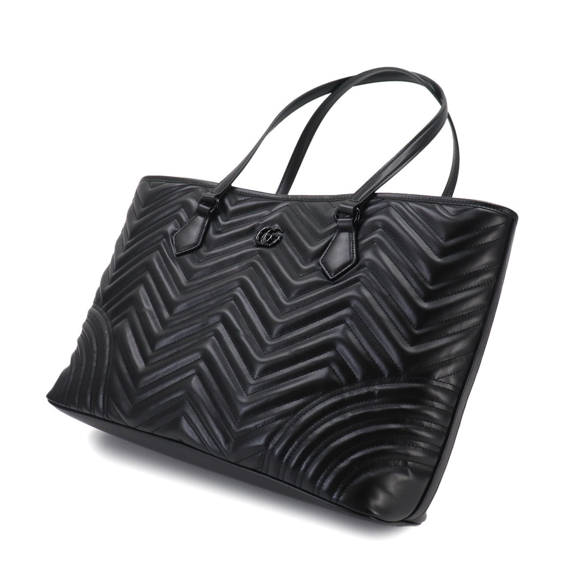 Gucci Gg Marmont Black Leather Tote Bag (Pre-Owned)