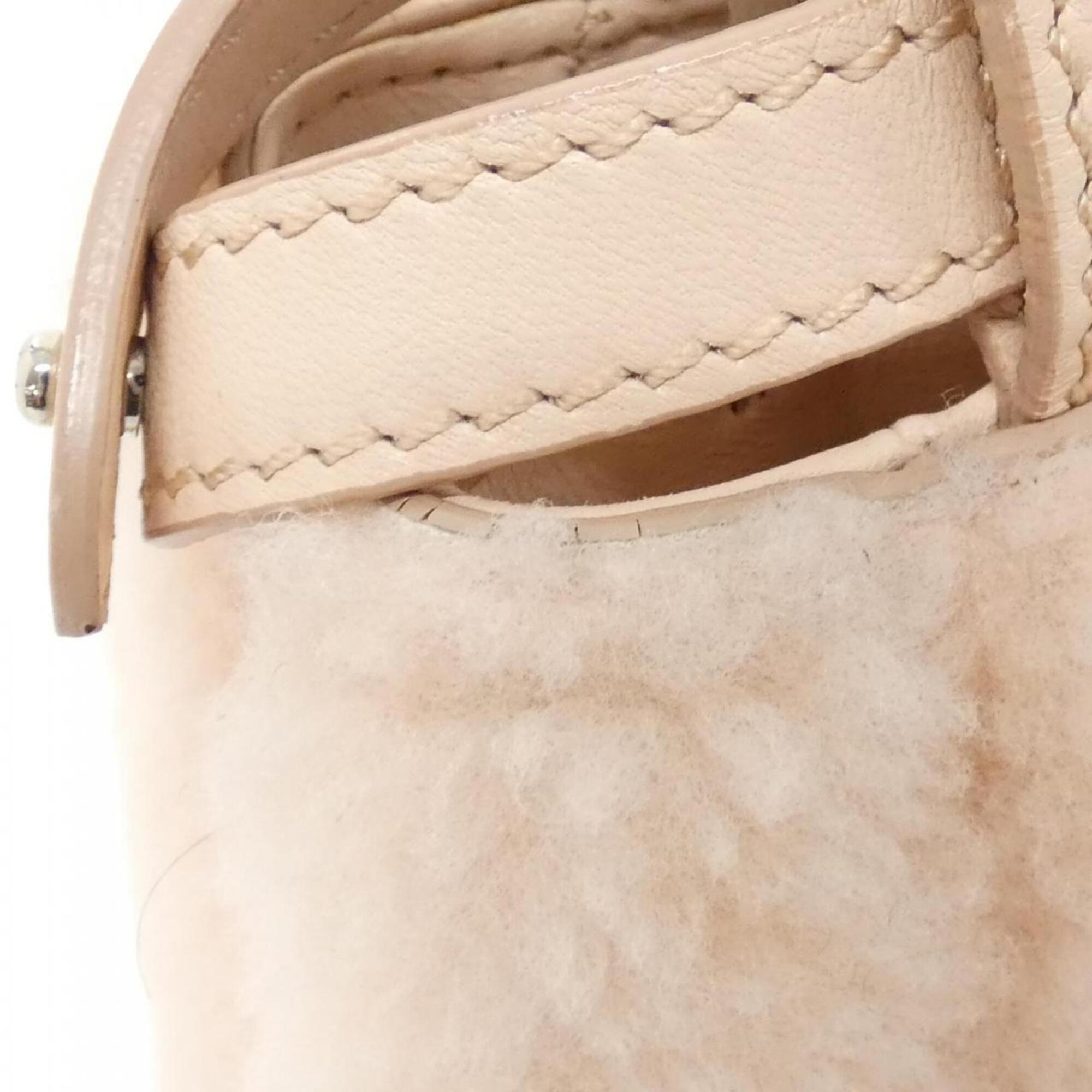 Fendi Light Pink Leather Fur Handbag (Pre-Owned)
