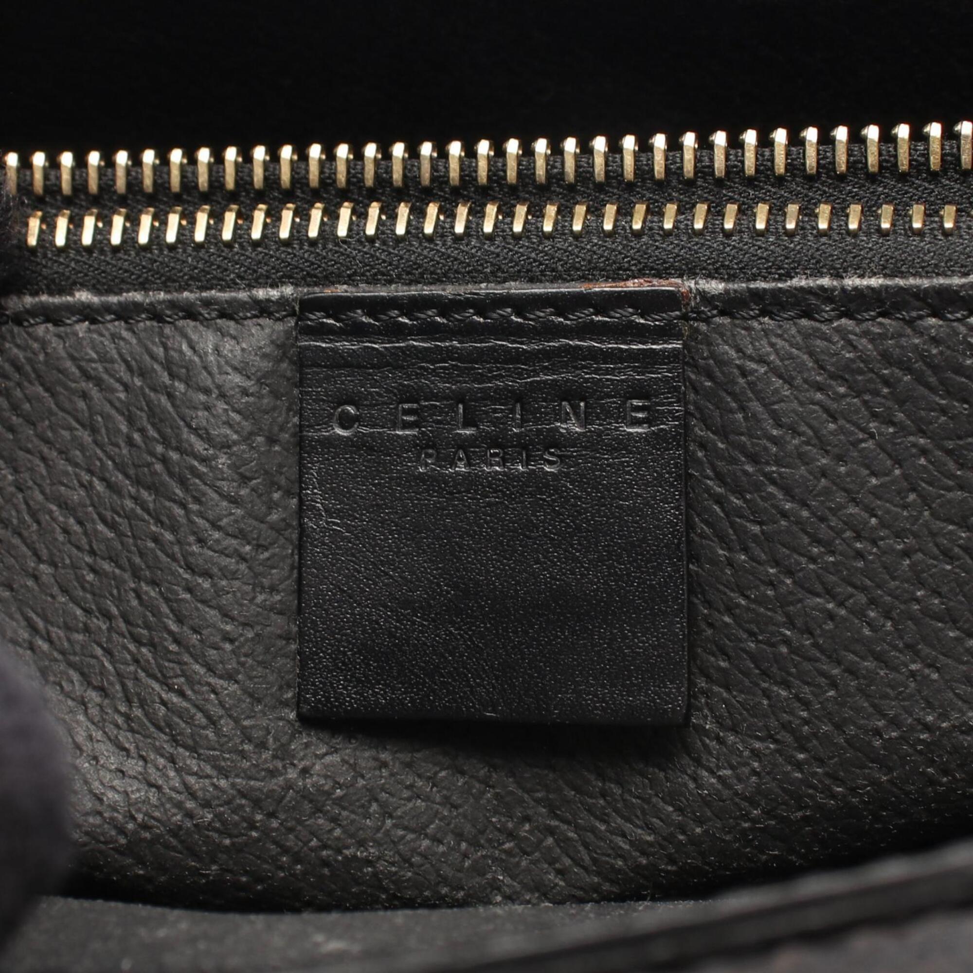Celine Black Brown Coated Canvas Leather Handbag (Pre-Owned)