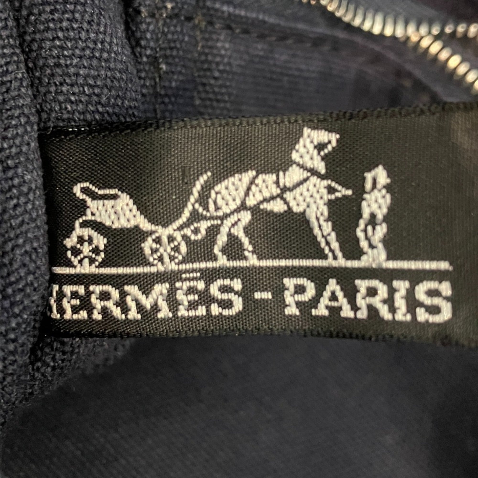 Hermes Navy Canvas Handbag Tote Bag (Pre-Owned)